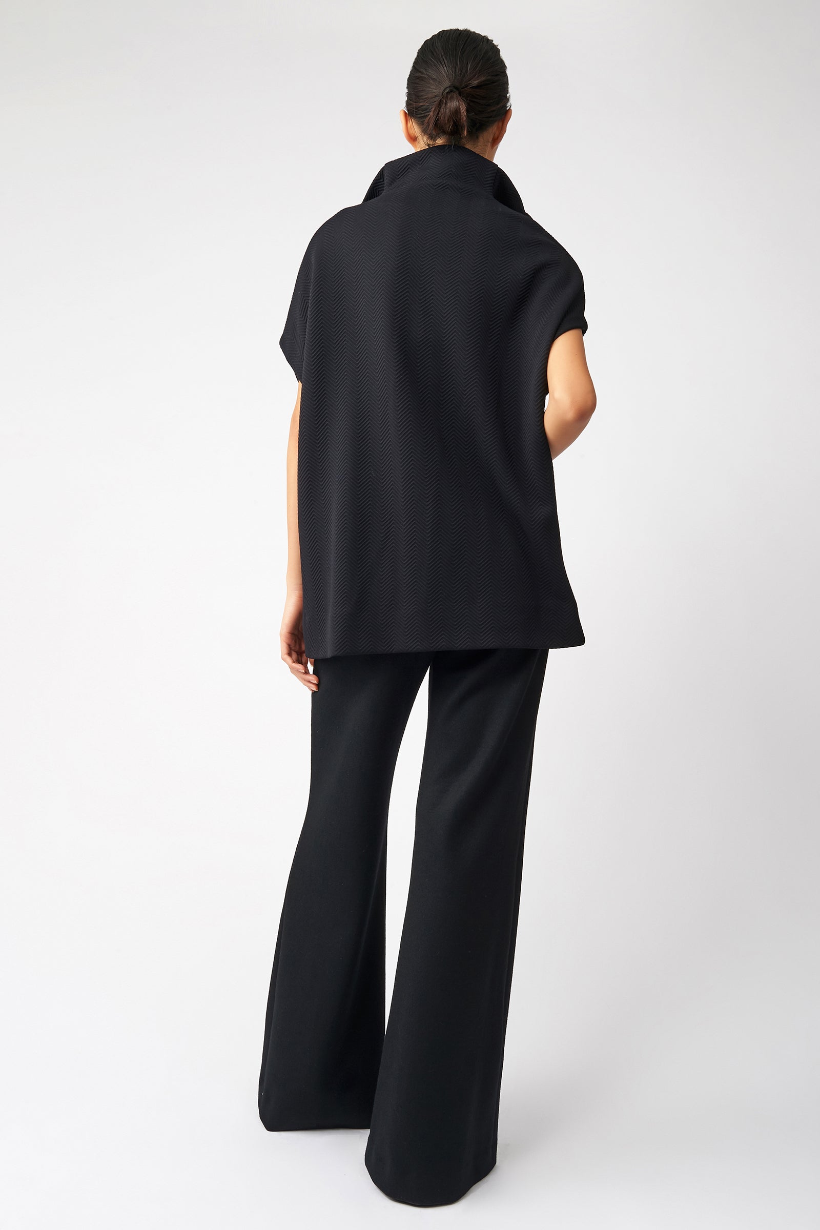 Kal Rieman Chevron Zip Mock Tunic in Black on Model Full Back View