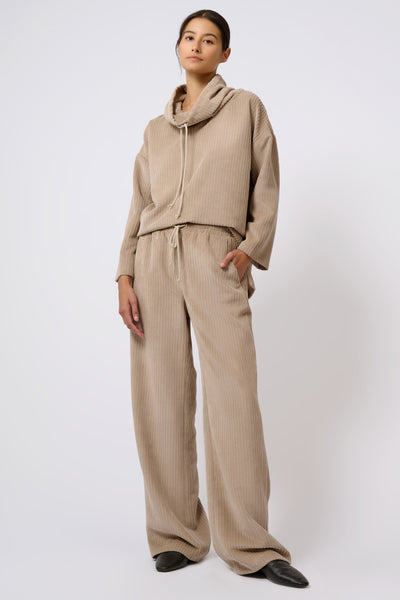 Beige soft pants with drawstring