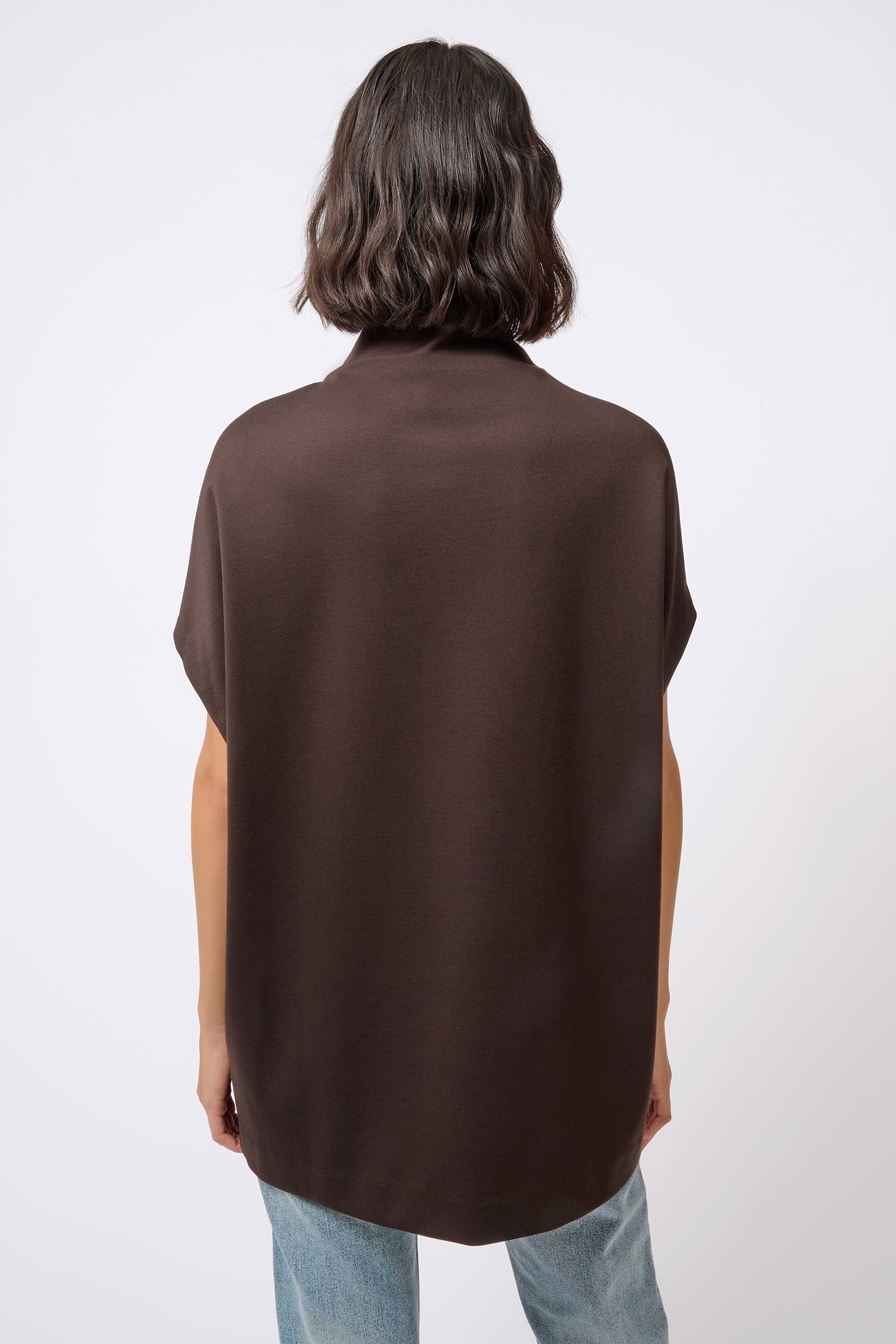 Kal Rieman Martha Ponte Funnelneck in Espresso on Model Crop Front View