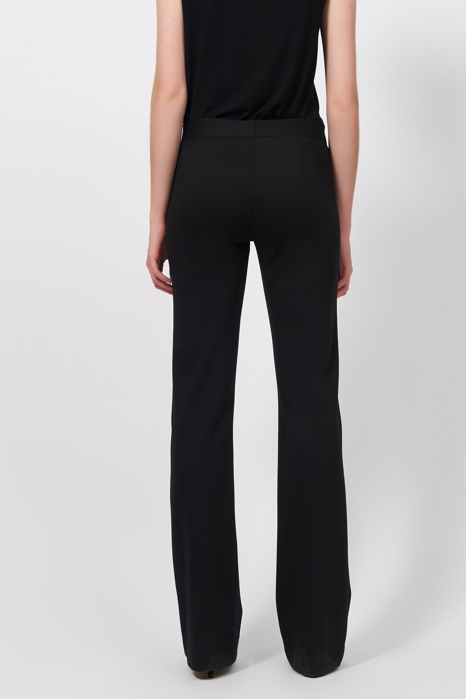 Kal Rieman Pintuck Ponte Column Pant in Black on Model Full Front View