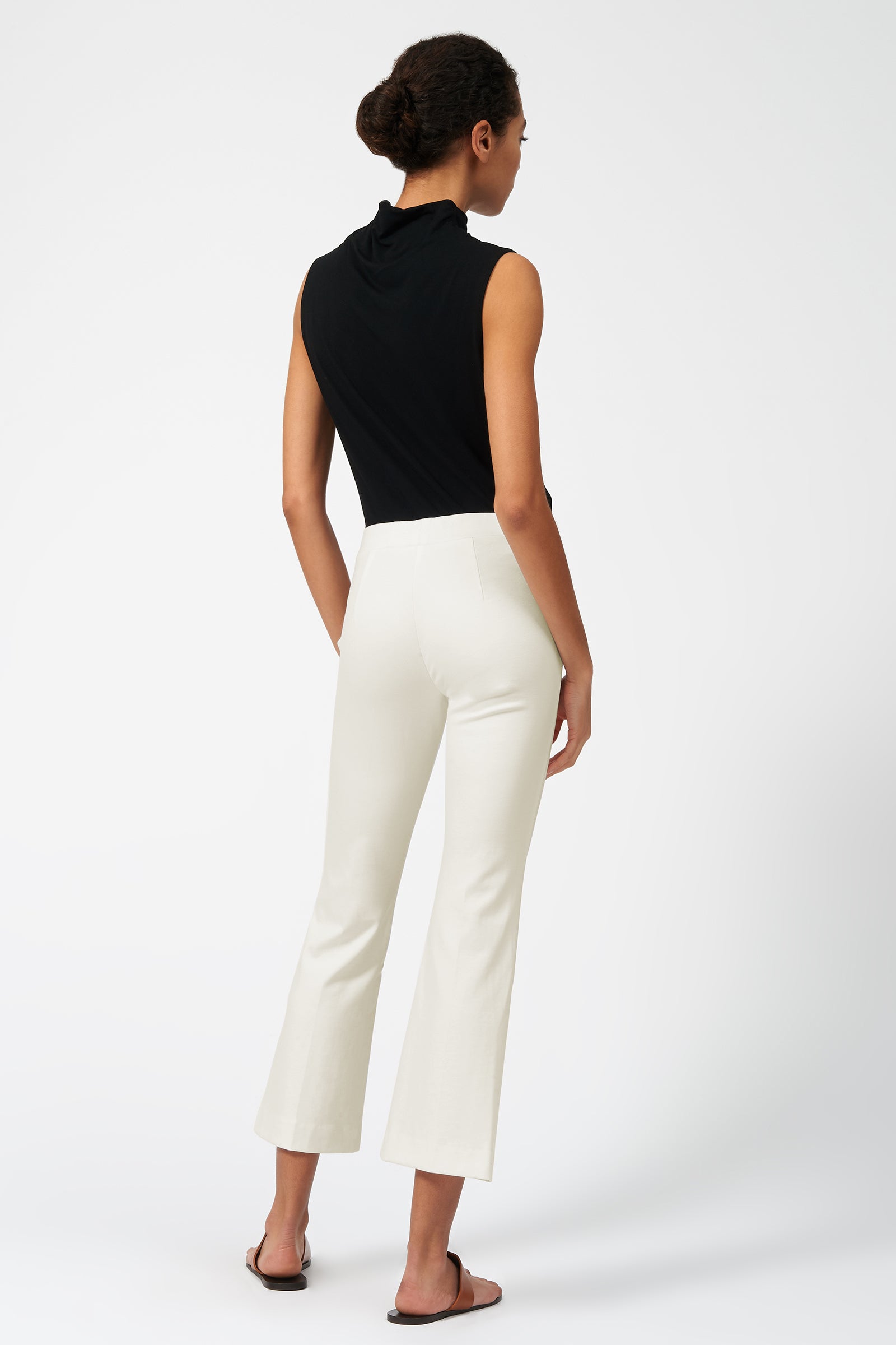 Pintuck Ponte Crop Flare on model full back view