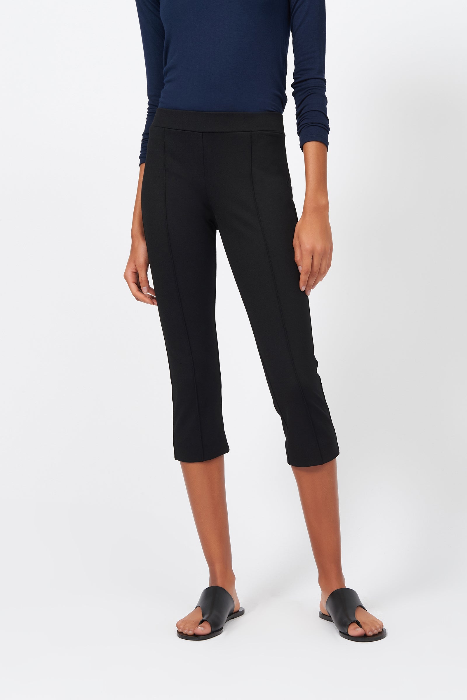 Kal Rieman Pintuck Ponte 3/4 Pant on Model Front Detail View