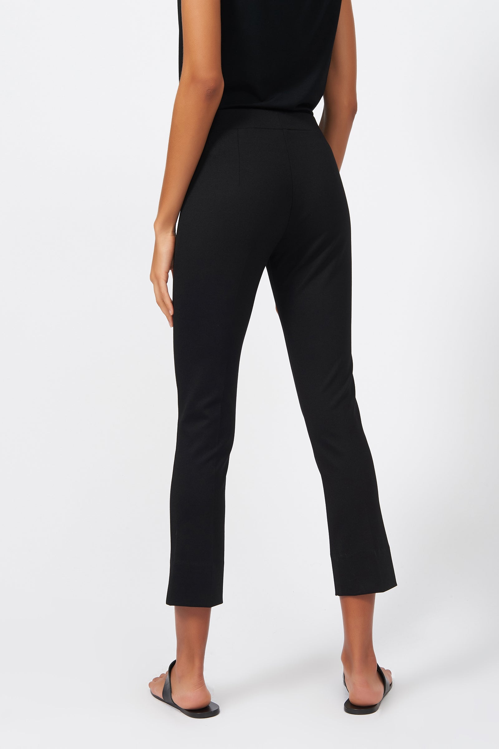 Kal Rieman Pintuck Slit Capri in Black on Model Back View