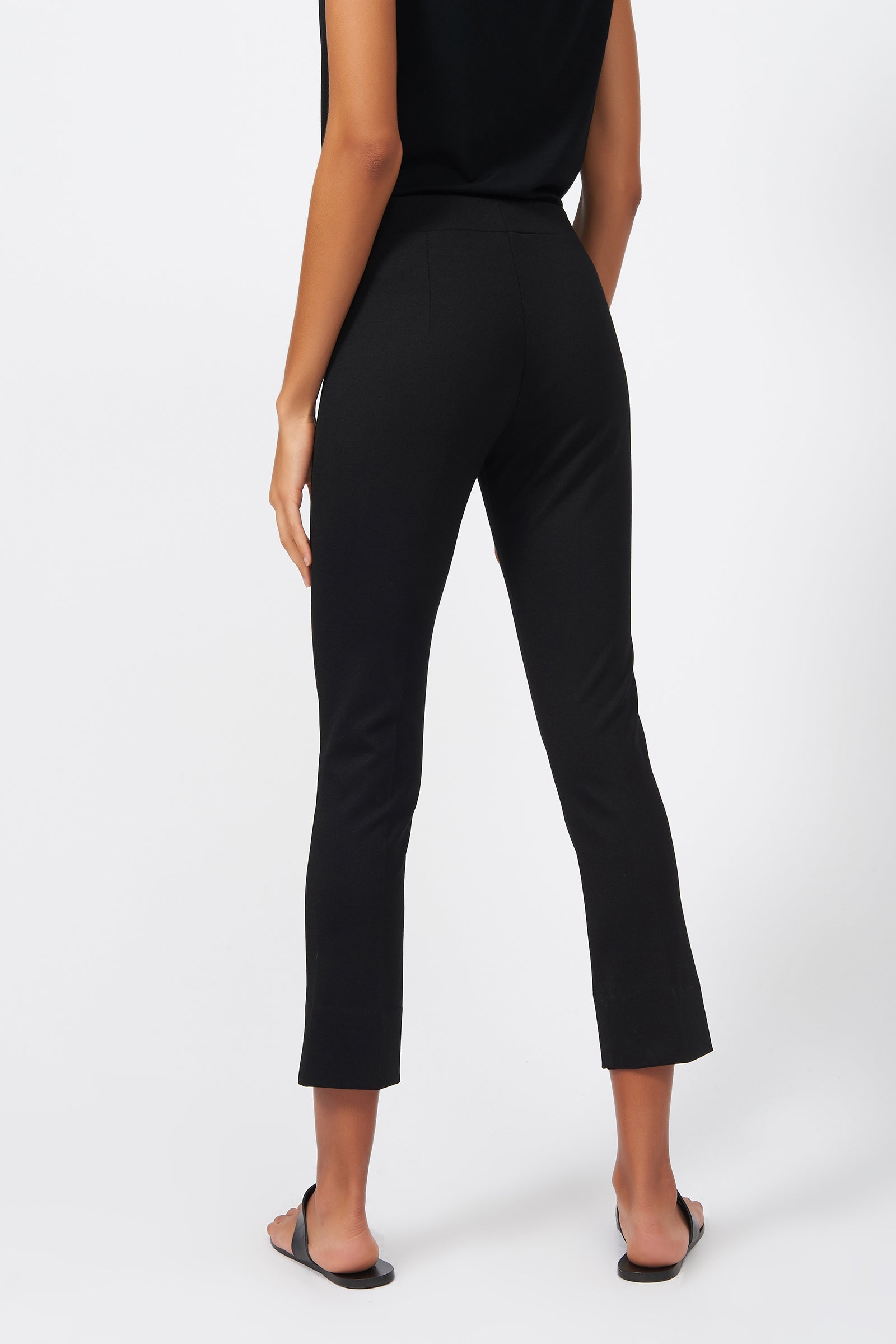 Kal Rieman Pintuck Slit Capri in Black on Model Full Front Side View