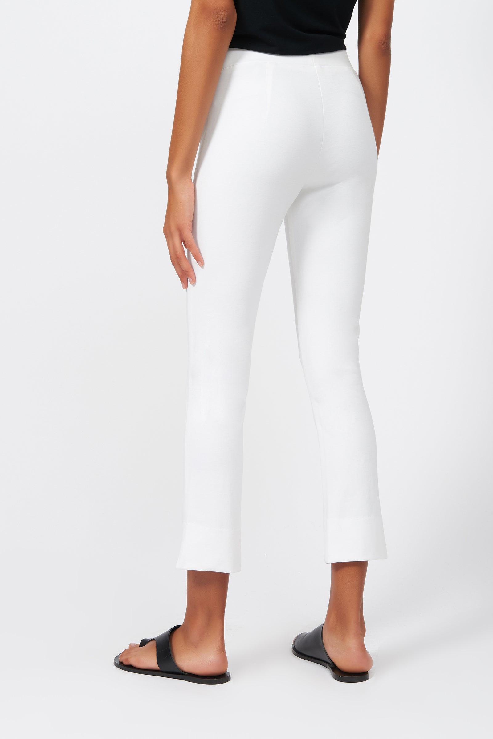 Kal Rieman Pintuck Slit Capri in White on Model Back View