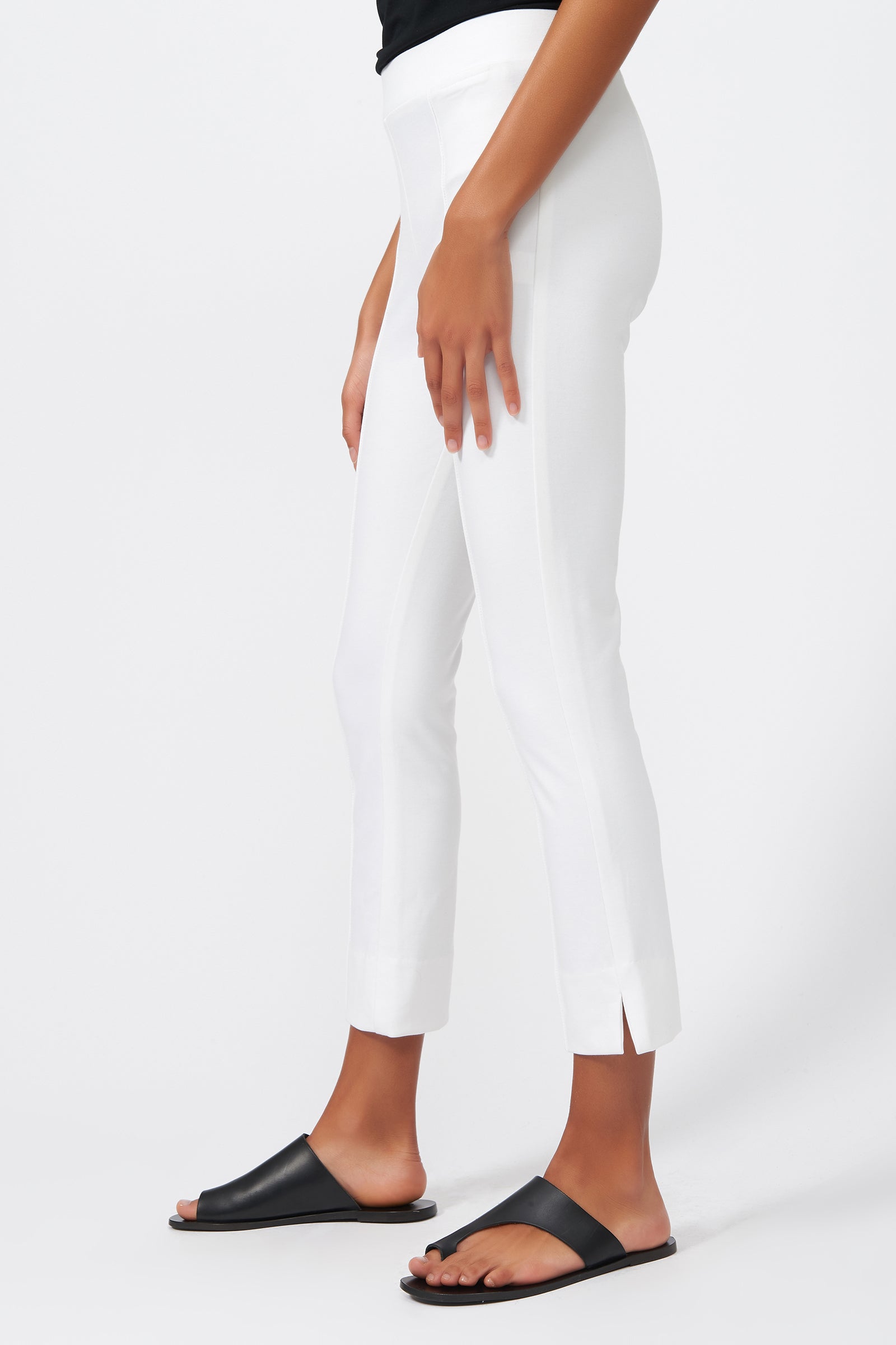 Kal Rieman Pintuck Slit Capri in White on Model Side View