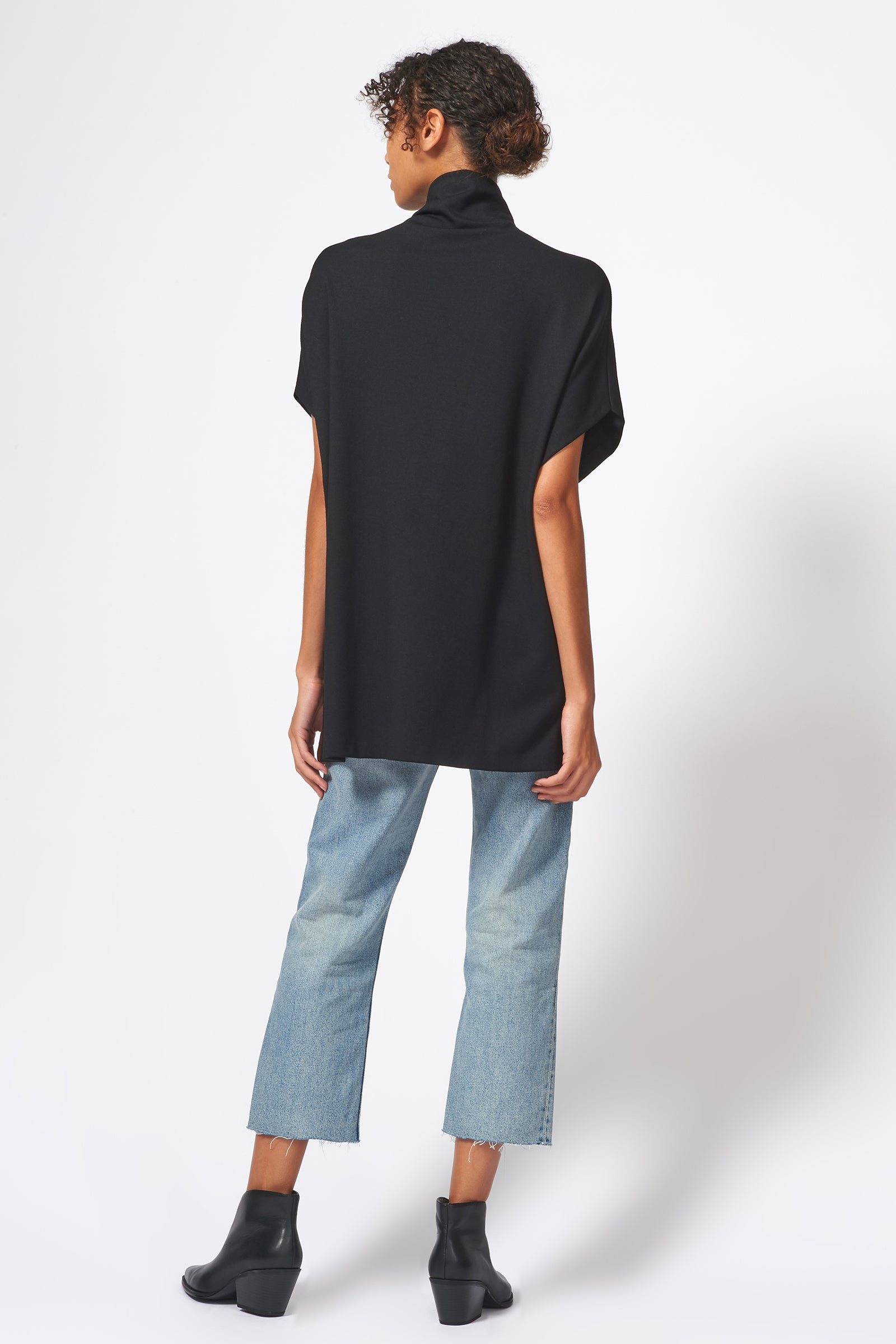 Kal Rieman Ponte Funnelneck in Black on Model Full Front View