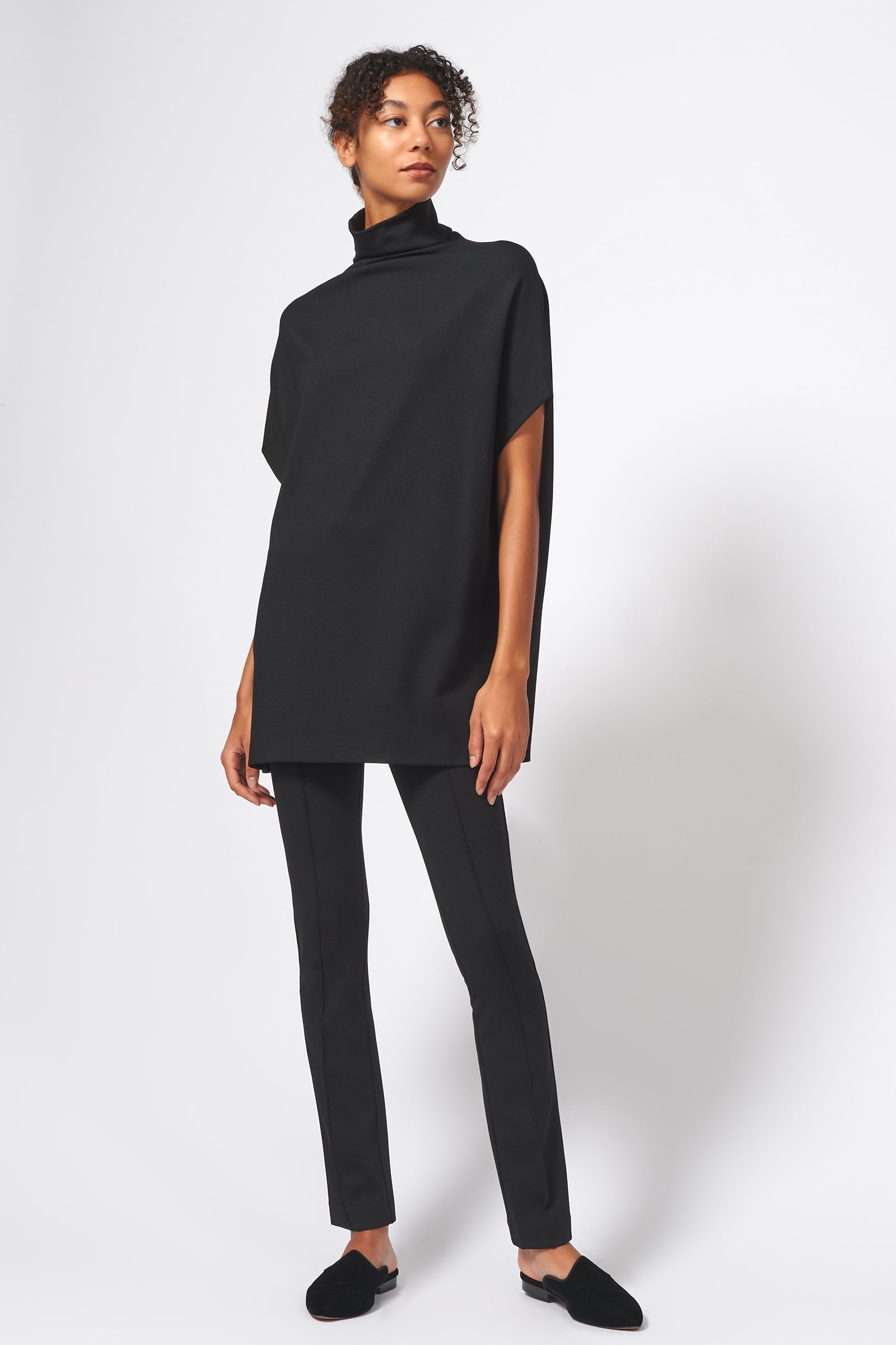 Kal Rieman Ponte Funnelneck in Black on Model Full Front Alternate View