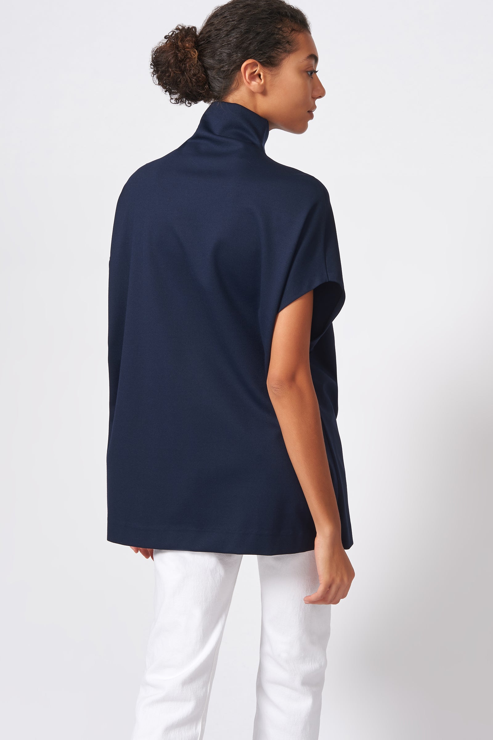 Kal Rieman Ponte Funnelneck in Navy on Model Front View