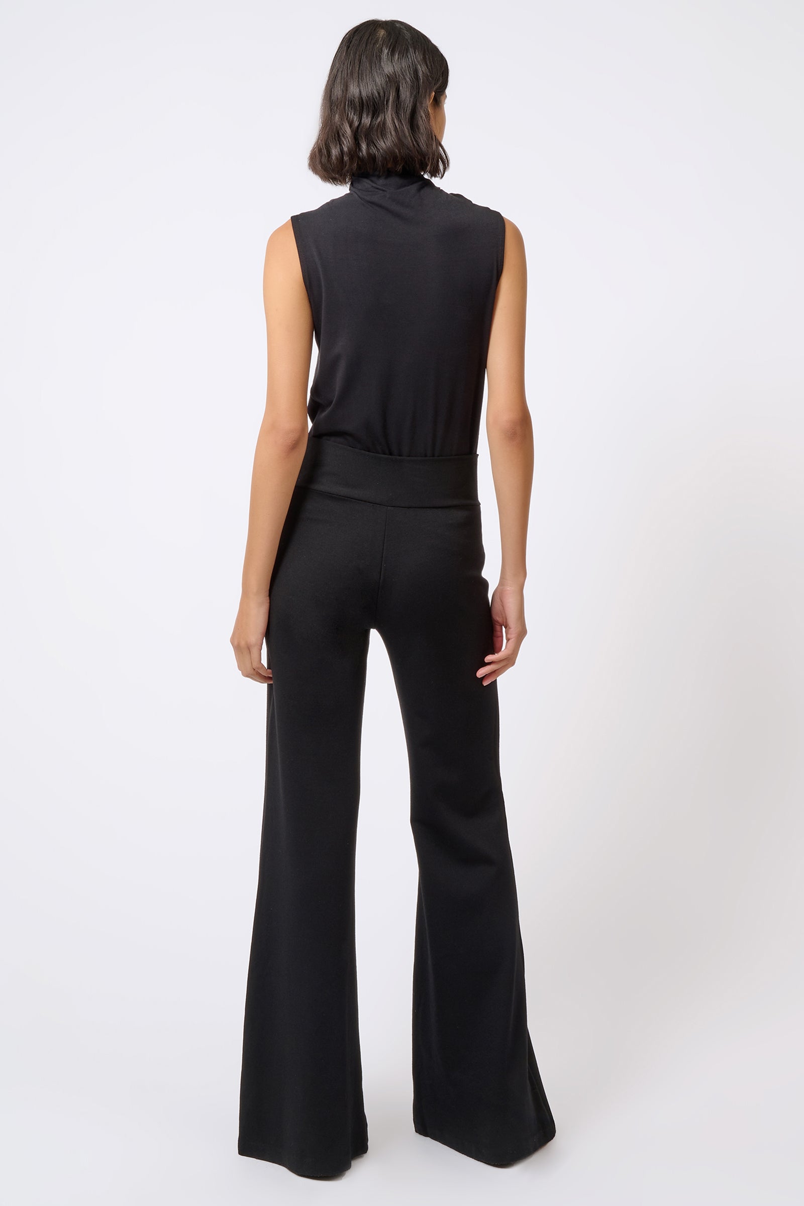 Kal Rieman Ponte Wide Leg in Black on Model Full Back View