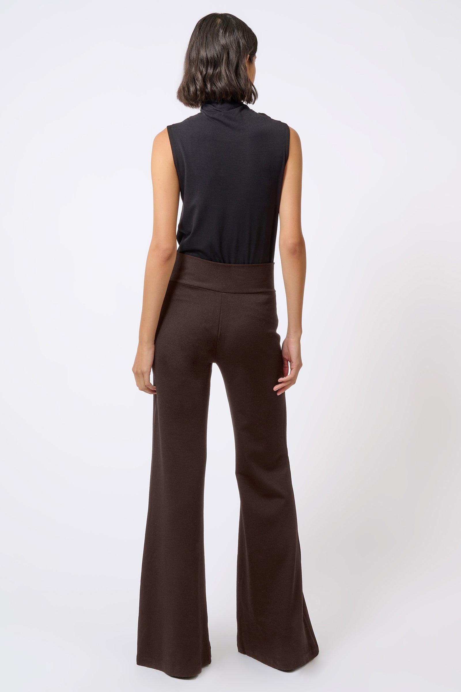 Kal Rieman Ponte Wide Leg in Black on Model Full Back View