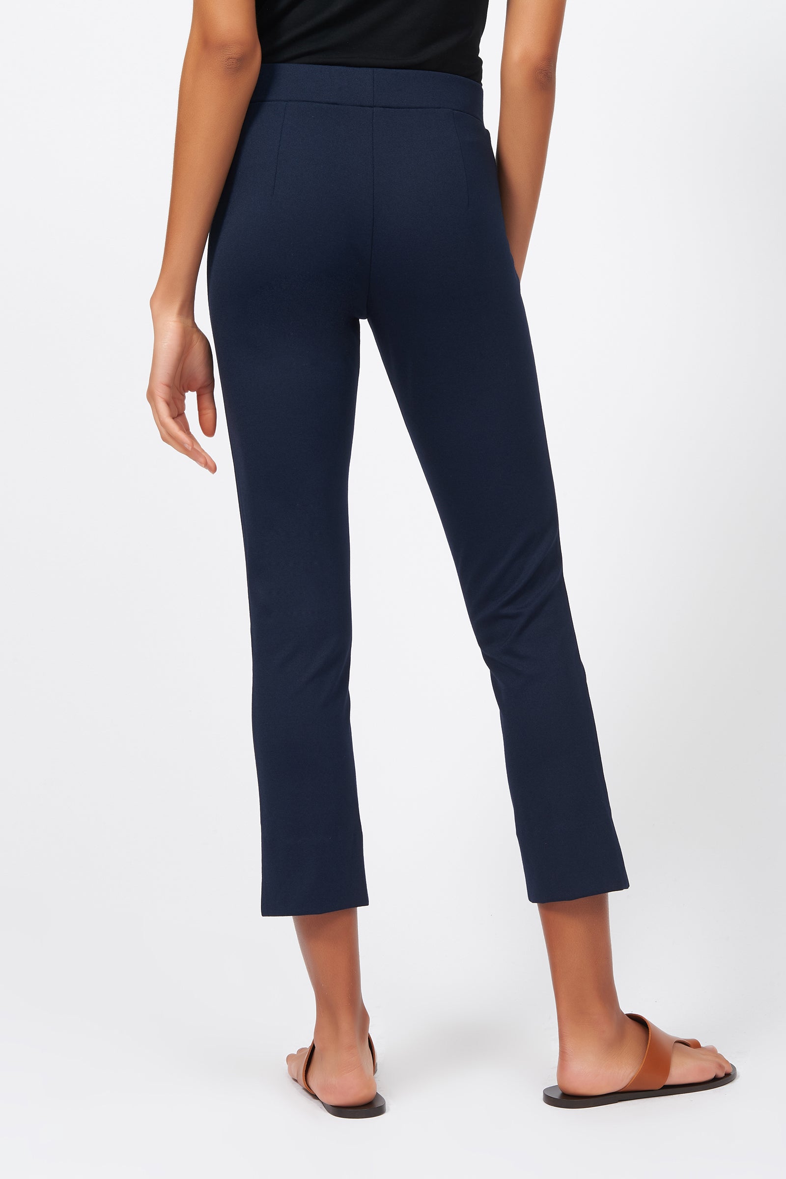 Kal Rieman Pintuck Slit Capri in Navy on Model Back View