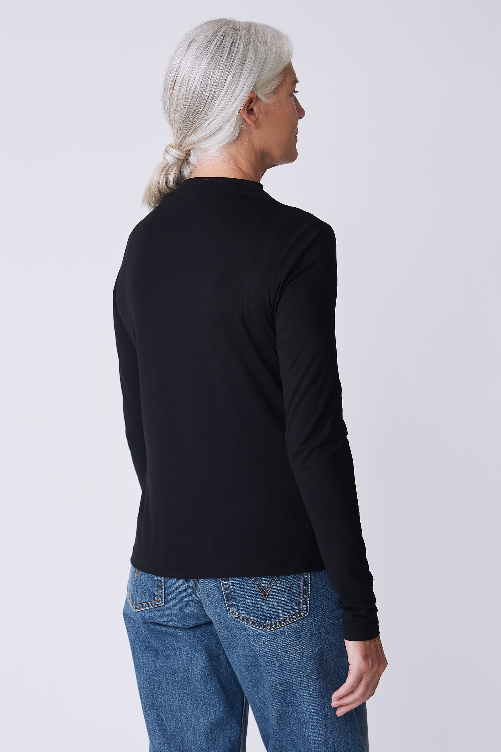 Kal Rieman Amanda Top in black knit on model front view