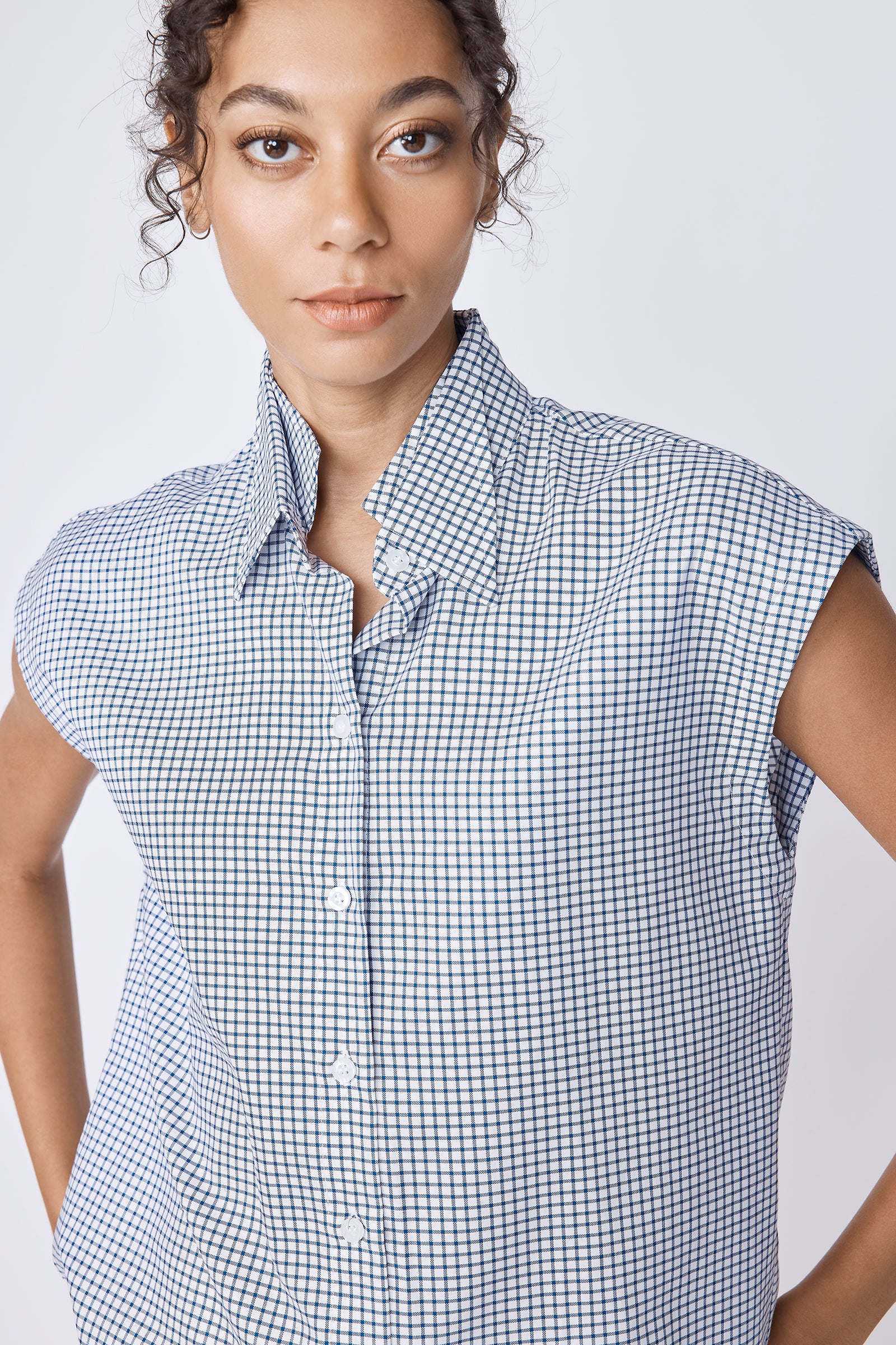 Candice Double Collar Shirt in Mini Windowpane XL / Mini Windowpane Candice Double Collar Shirt in Mini Windowpane XL / Mini Windowpane