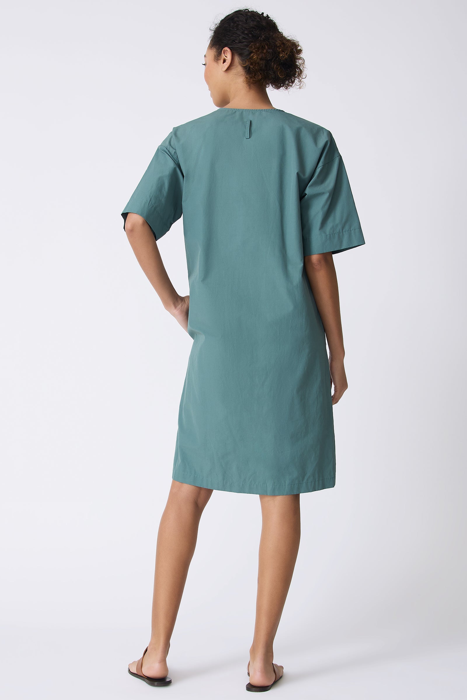 Kal Rieman Cara Fold Front Dress in Sage on model full back view