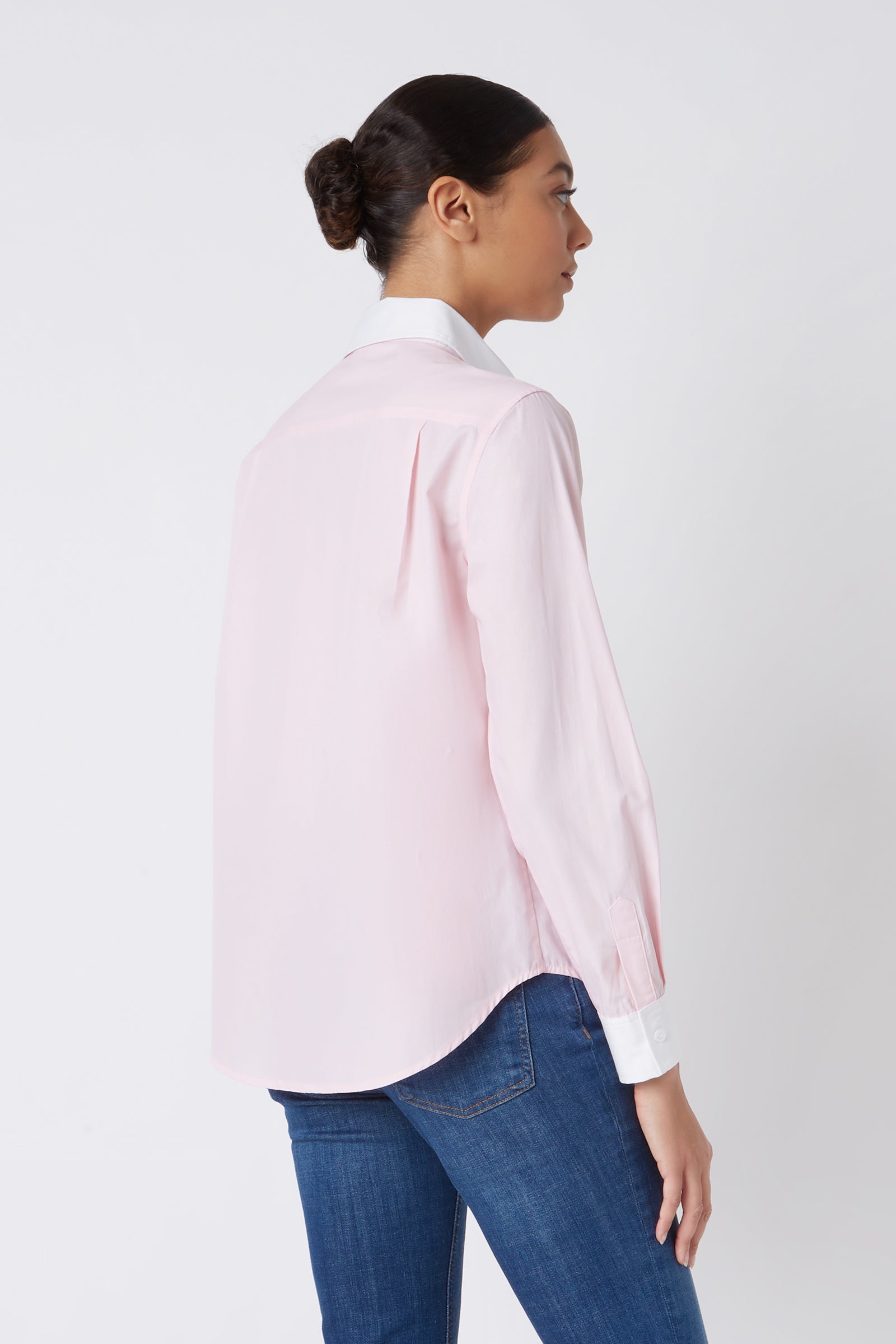 Kal Rieman Classic Tailored Shirt in Pink with White on Model Main Full Front View