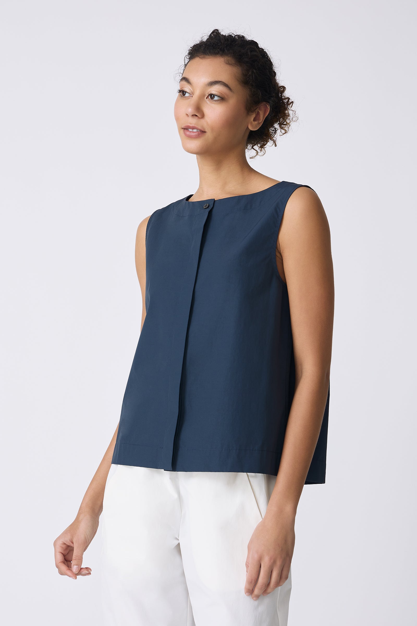 Kal Rieman Colette Shell in Summer Navy on model front view