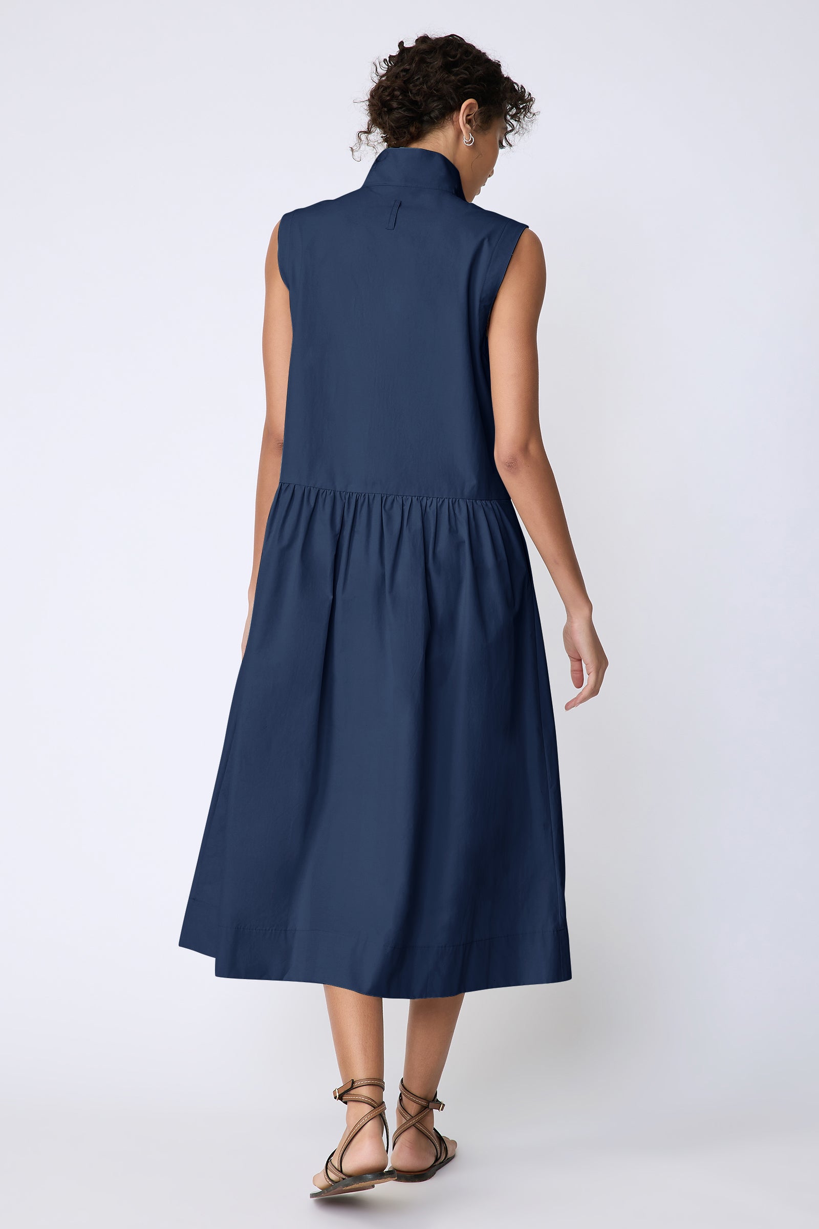 Demi Dress in Summer Navy Italian Broadcloth M / Summer Navy Demi Dress in Summer Navy Italian Broadcloth M / Summer Navy