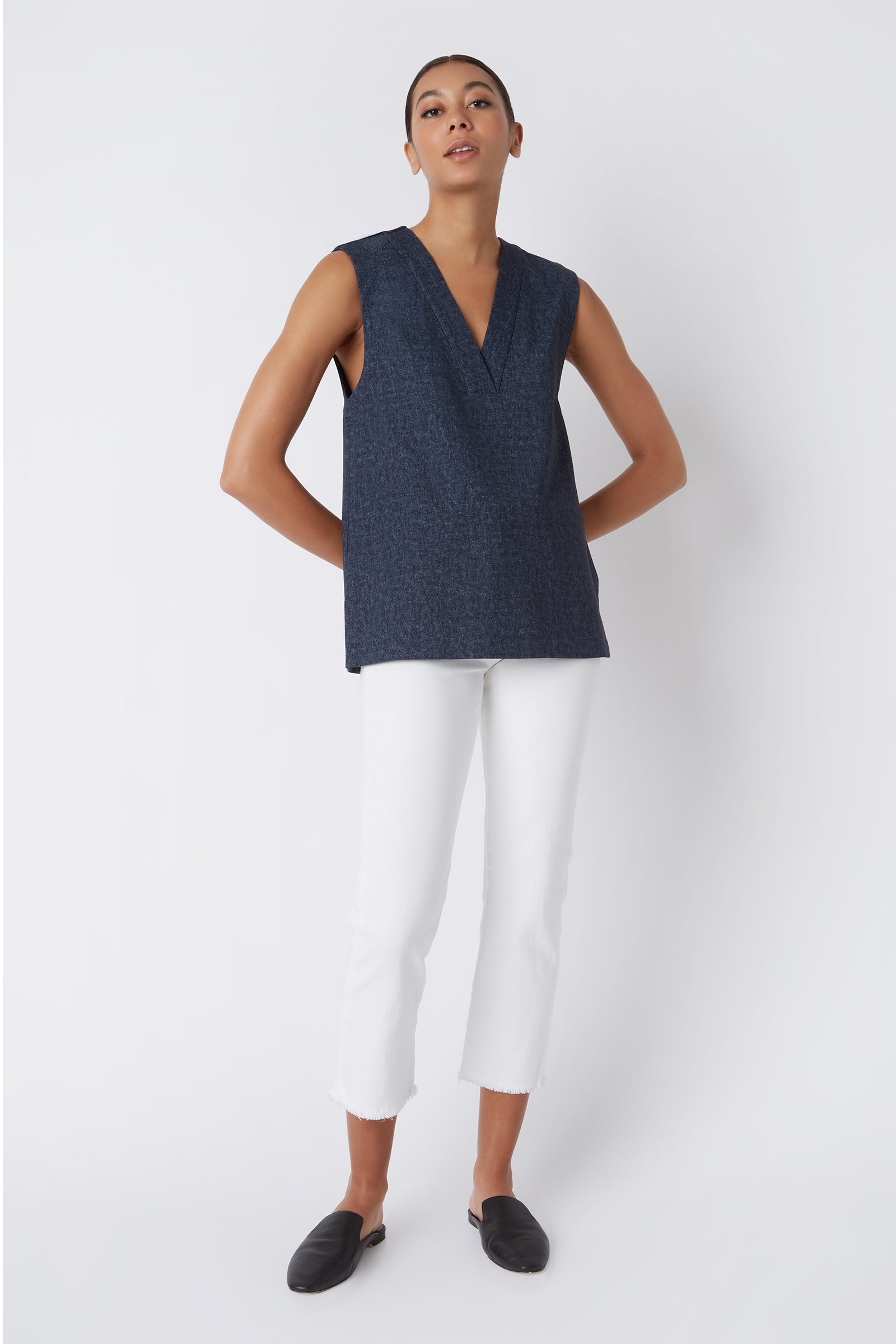 Dustin Collared Vest in Navy Heather with V Shaped Collar – KAL RIEMAN