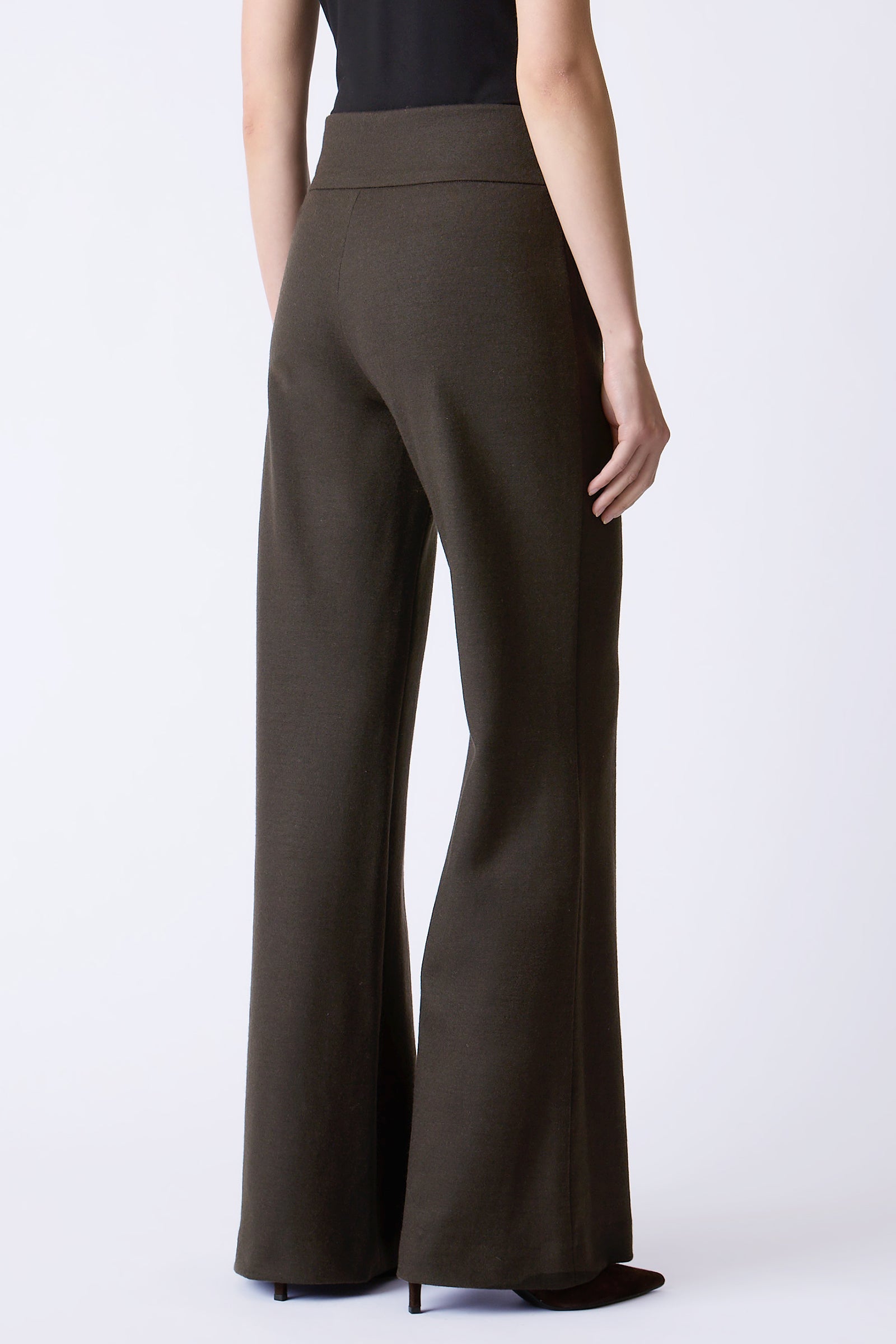 Kal Rieman Felted Jersey Wide Leg in Espresso new on model full front view