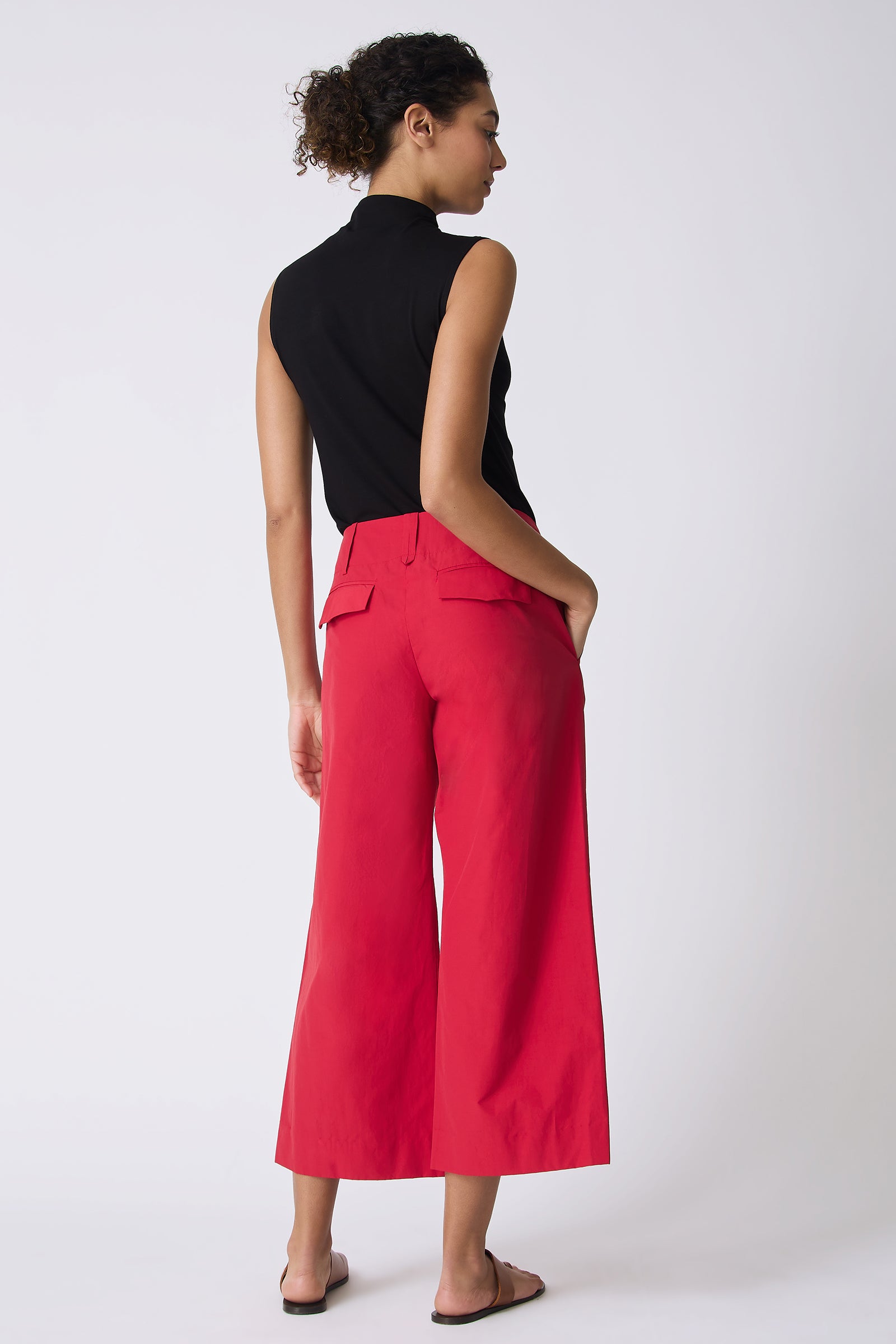 Kal Rieman Gabby Crop Pant in Red on model full back view