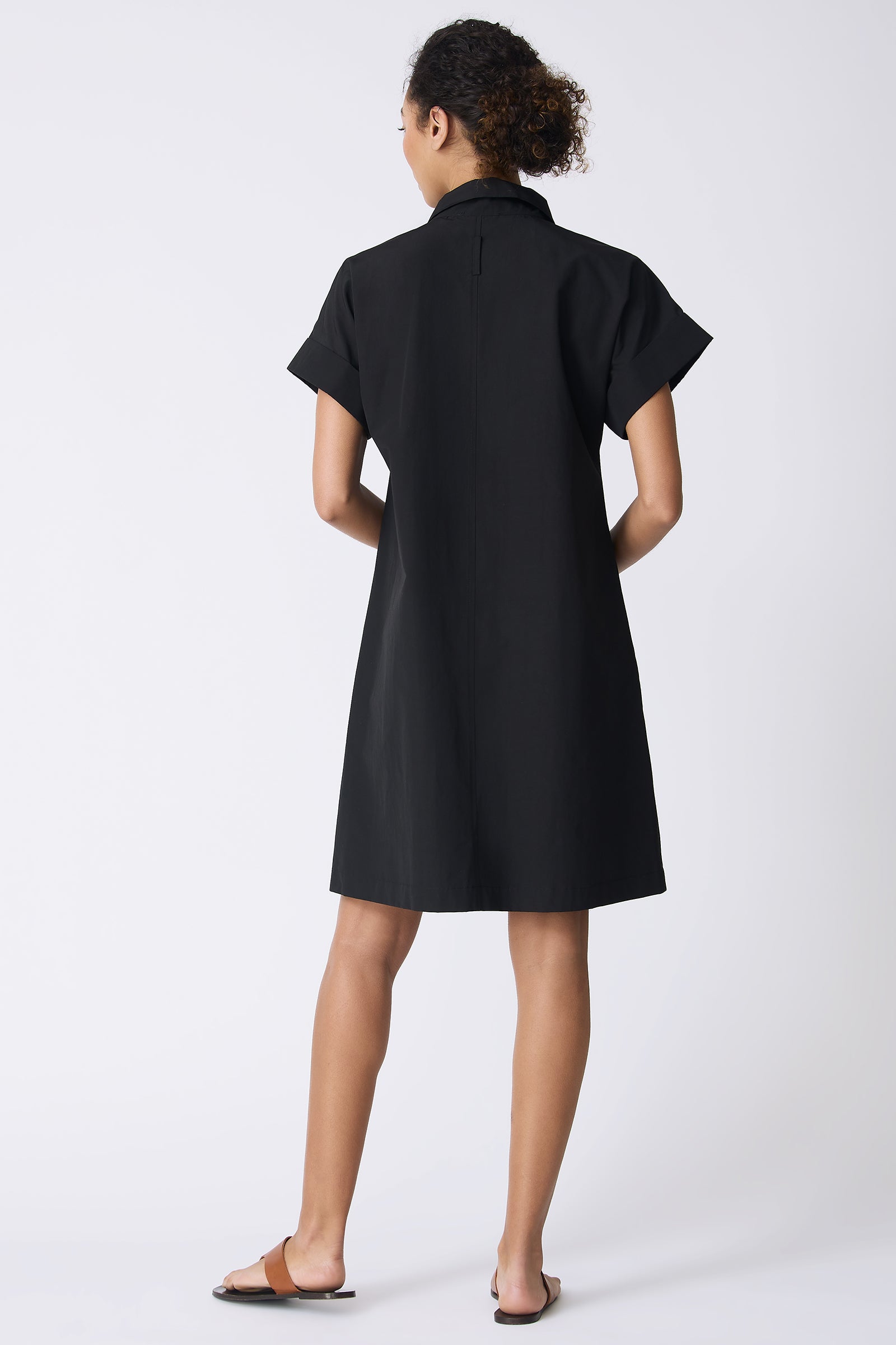 Kal Rieman Holly Kimono Dress in Black on model looking down front view