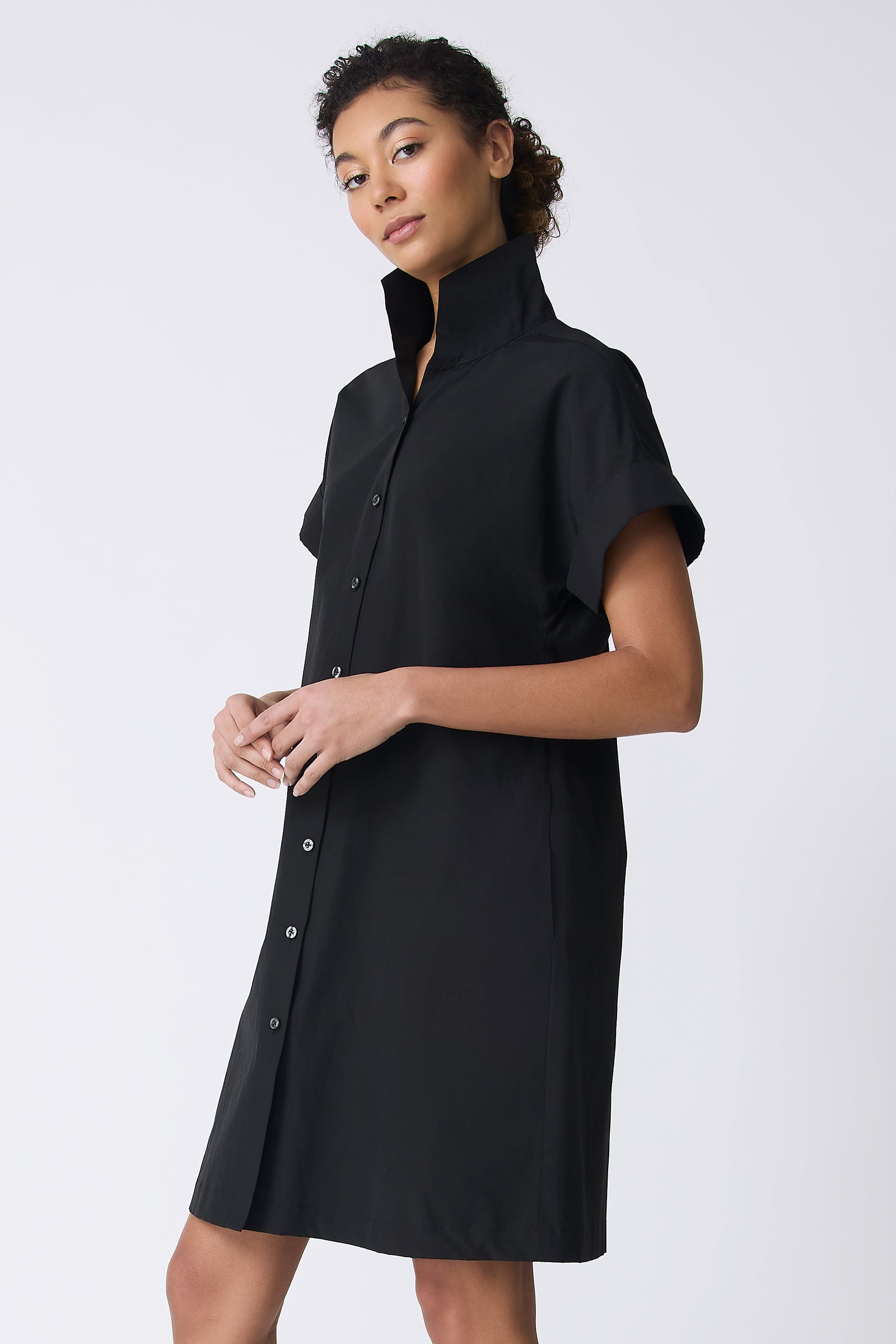 Kal Rieman Holly Kimono Dress in Black on model side view