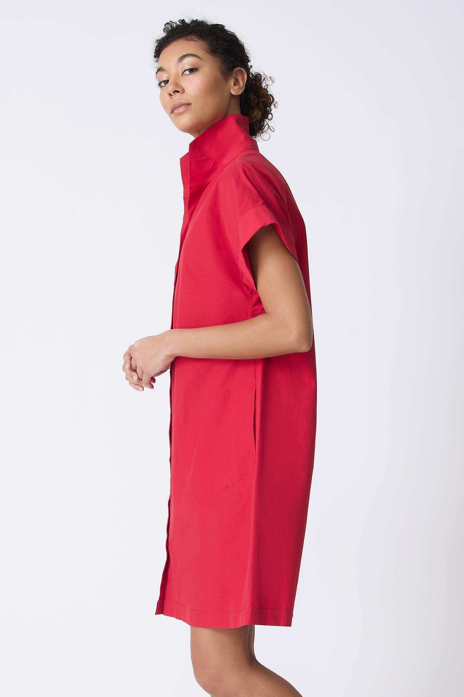 Kal Rieman Holly Kimono Dress in Red on model side view