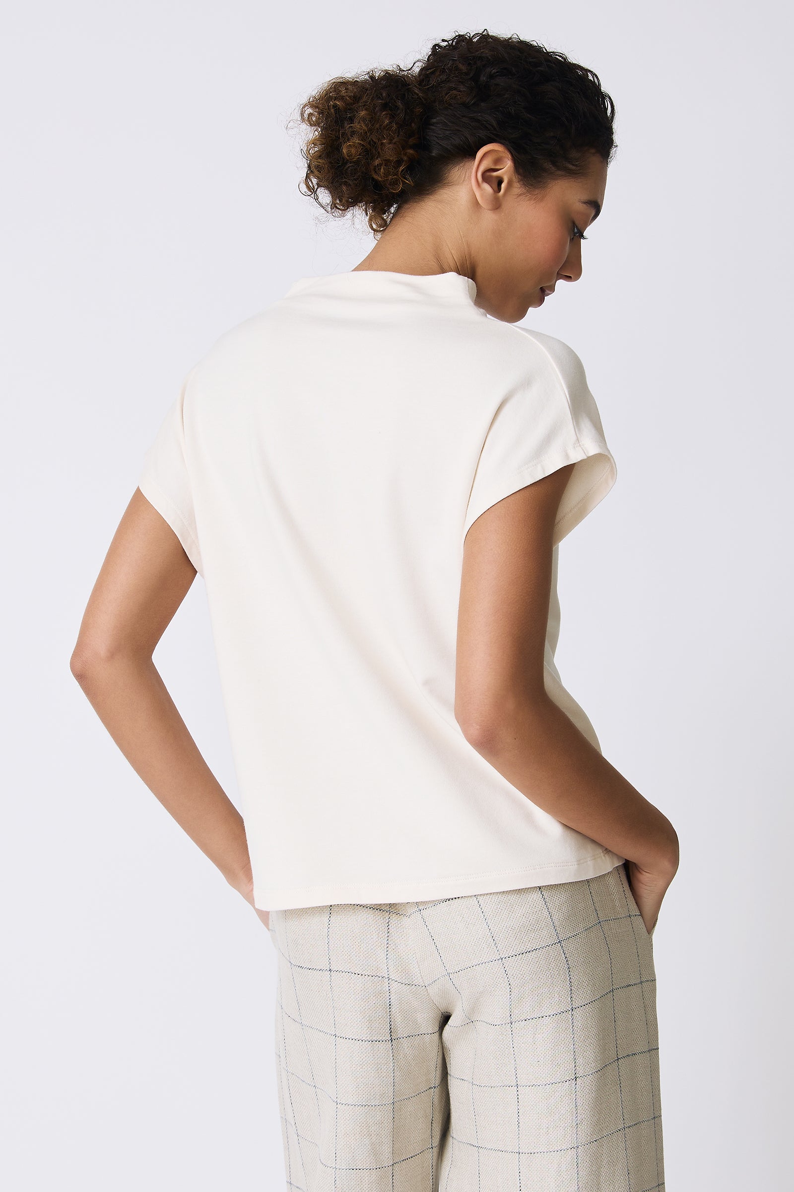 Kal Rieman Luca Cowl Top in Ivory on model back view