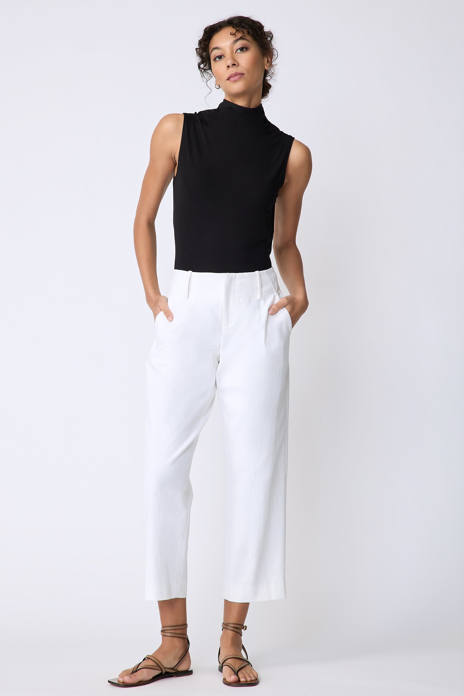 Kal Rieman Nolan Pant in Italian stretch twill on model front view