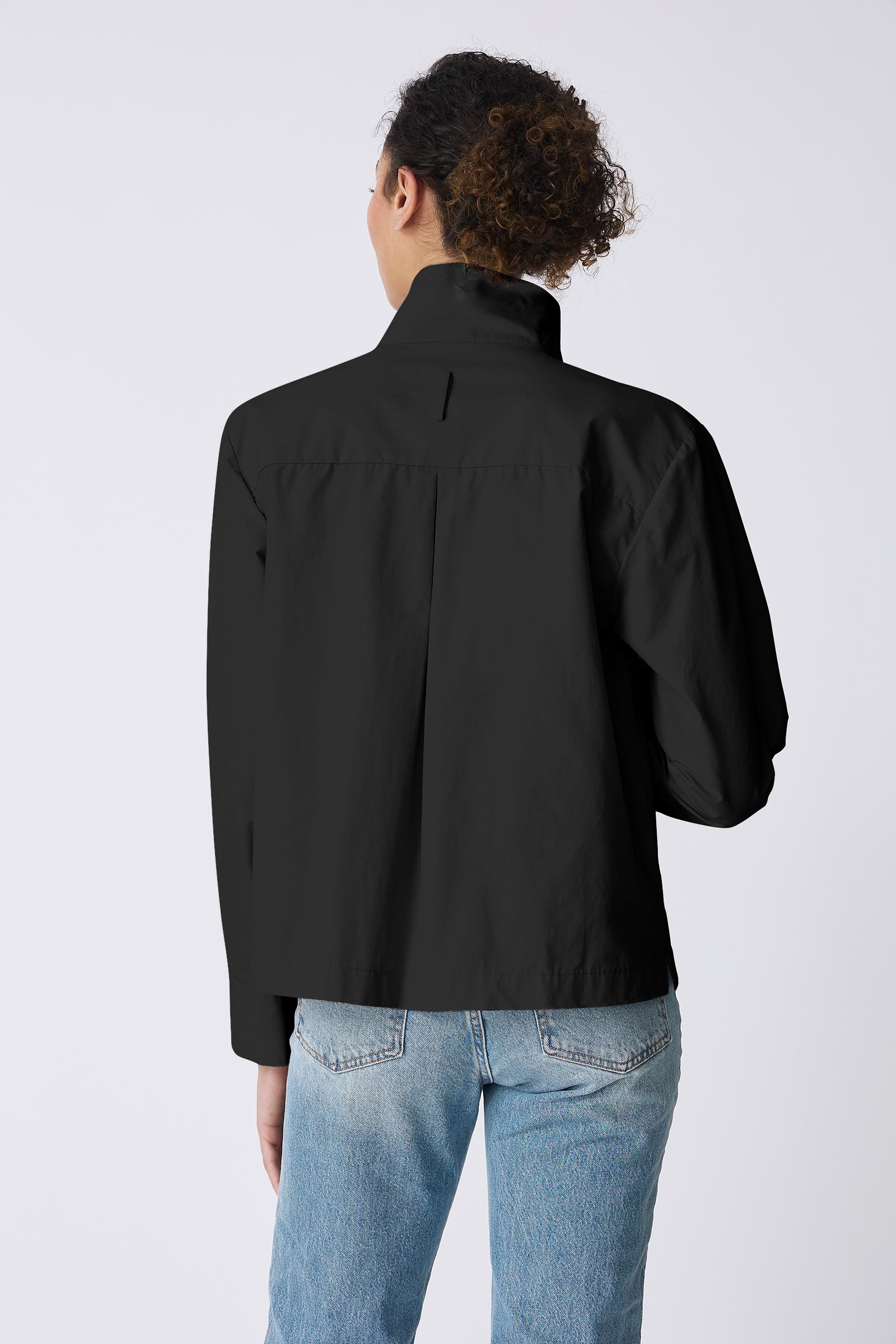 Kal Rieman Peggy Collared Jacket in Black on Model front view detail