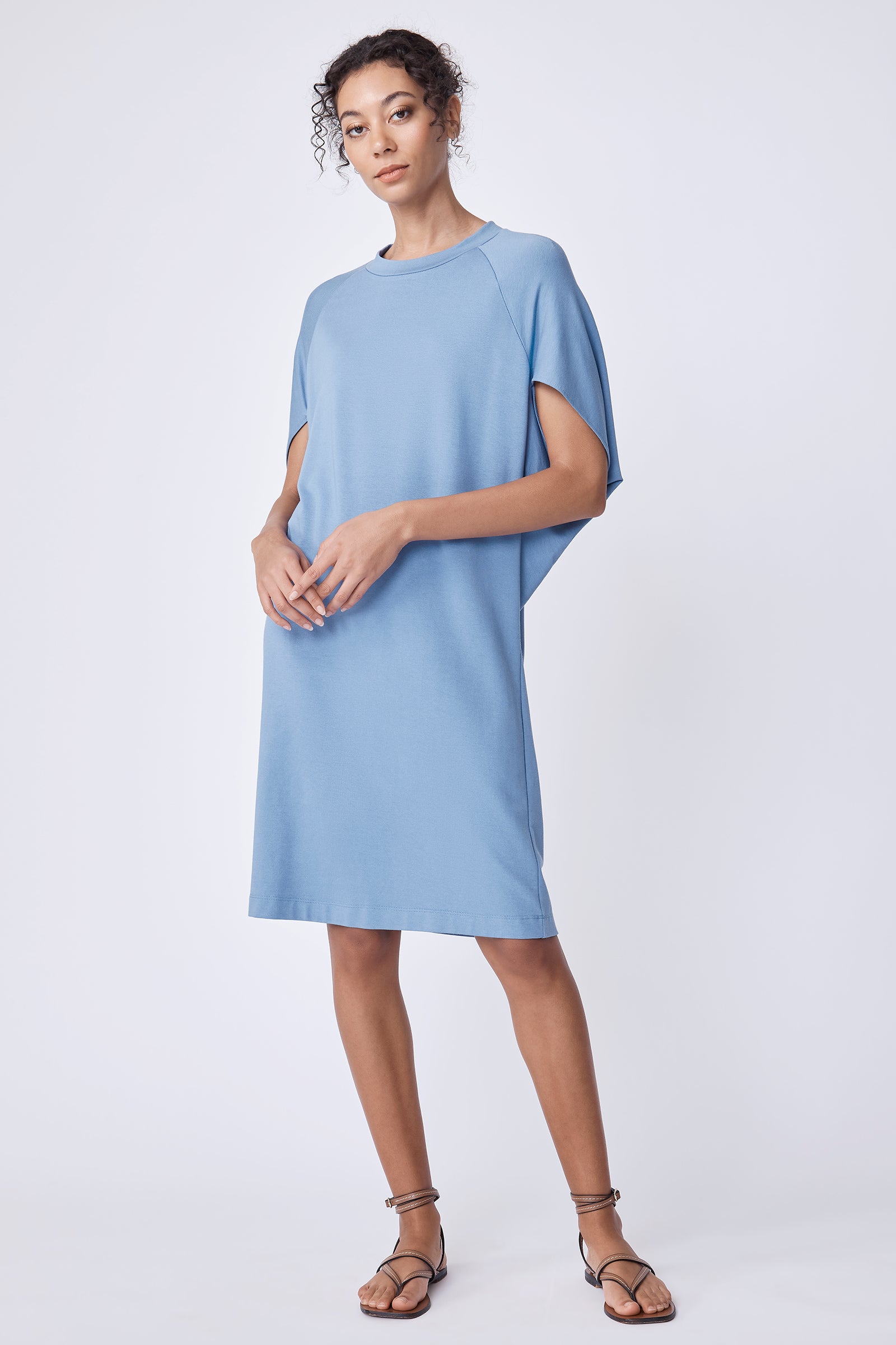 Phoenix Cape Dress in Sky Bamboo Terry S / Sky Phoenix Cape Dress in Sky Bamboo Terry S / Sky