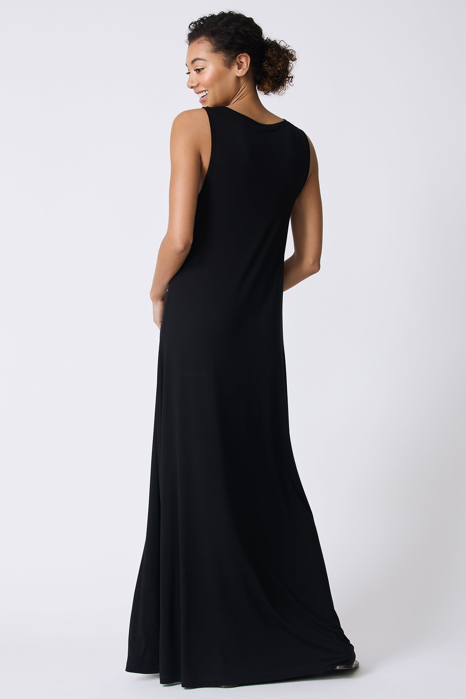 Kal Rieman Sophia Maxi Dress in Black on model full back view