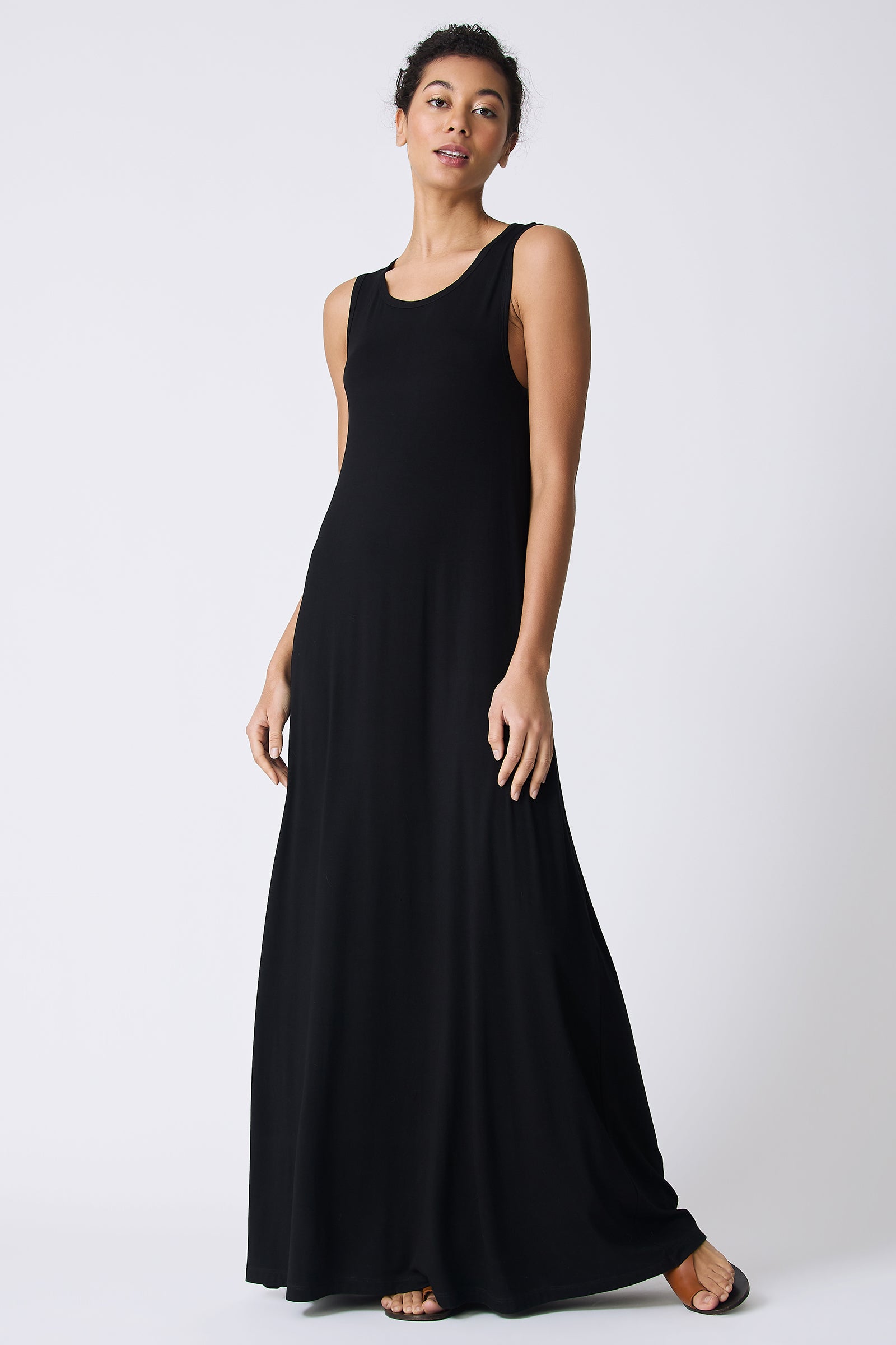 Kal Rieman Sophia Maxi Dress in Black on model full front view