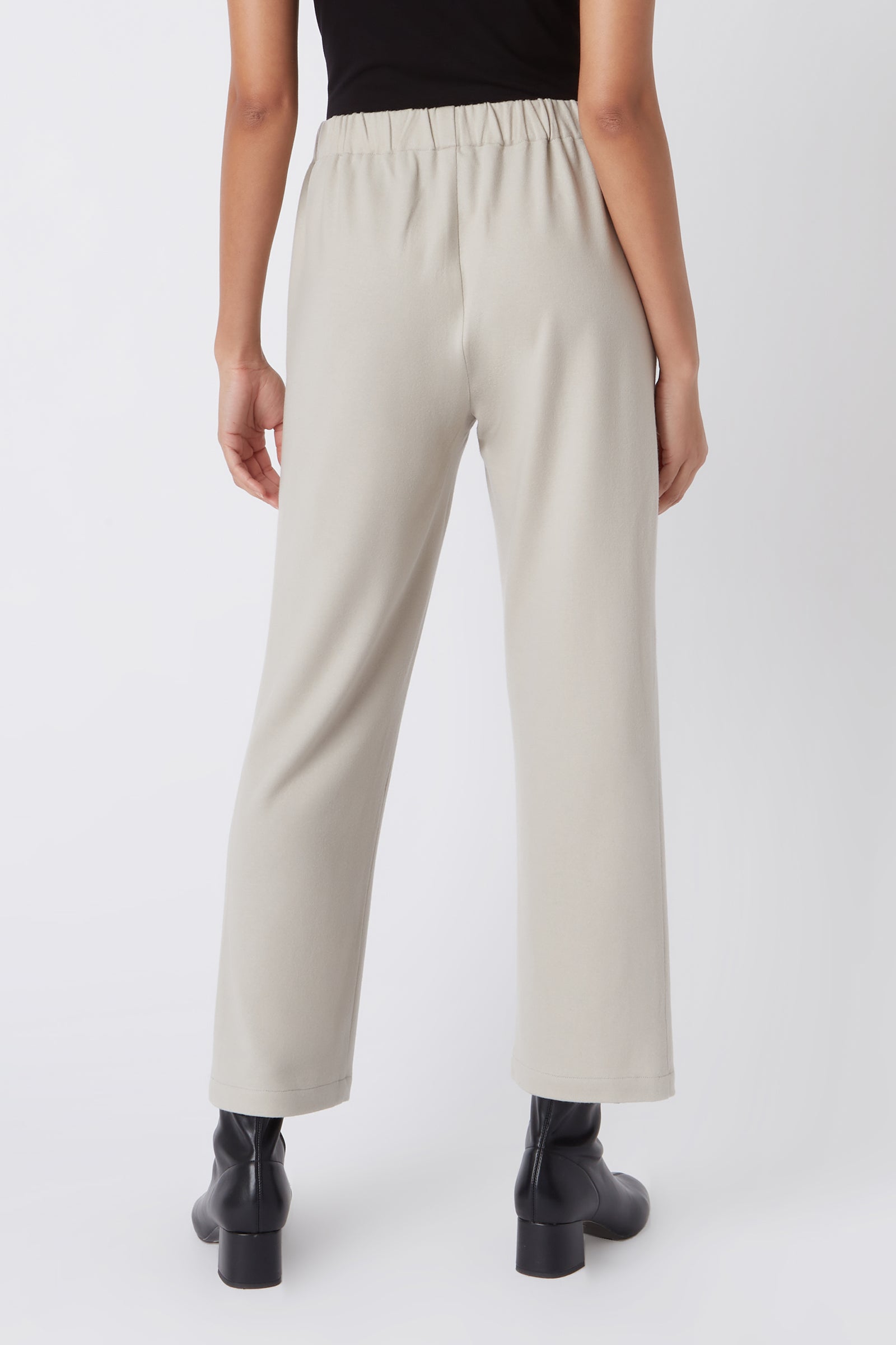 Kal Rieman Felted Jersey Angle Seam Crop Pant in Mink on Model Back Detail View