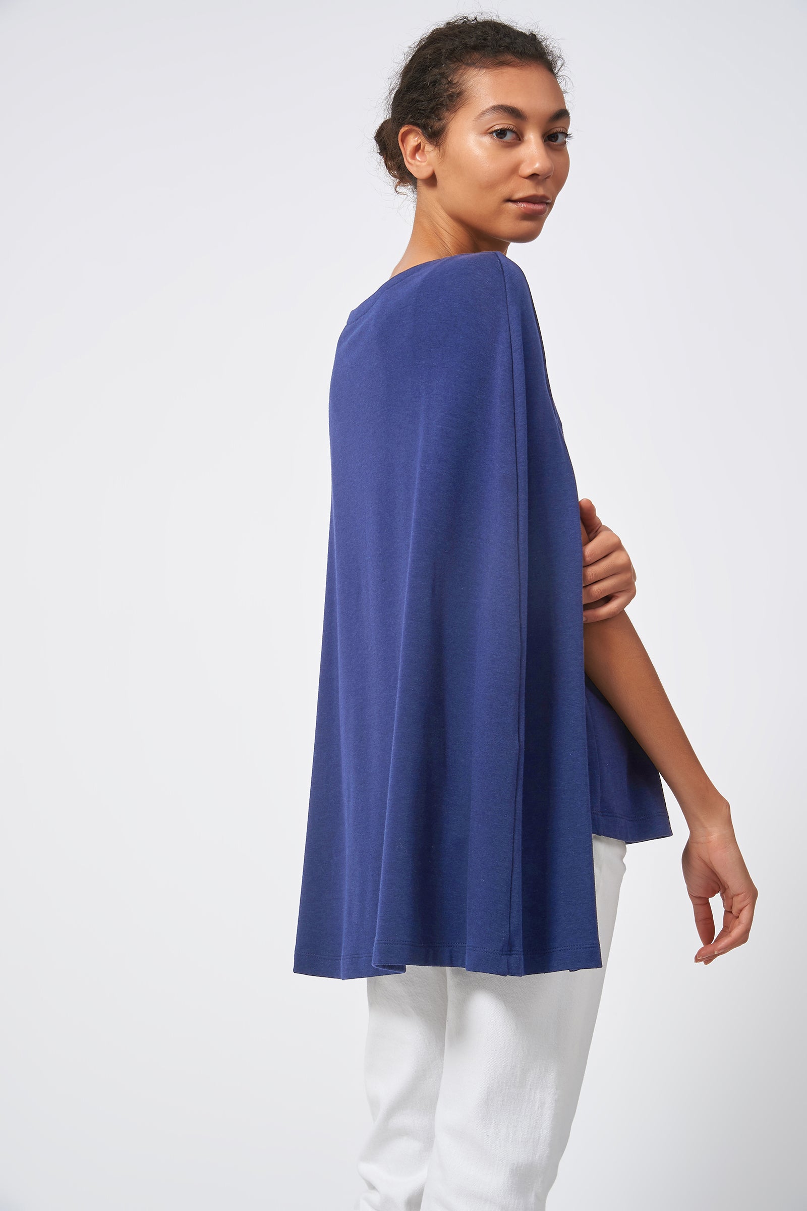 Kal Rieman Cape Sweatshirt in Bamboo Terry Blue image of the back view