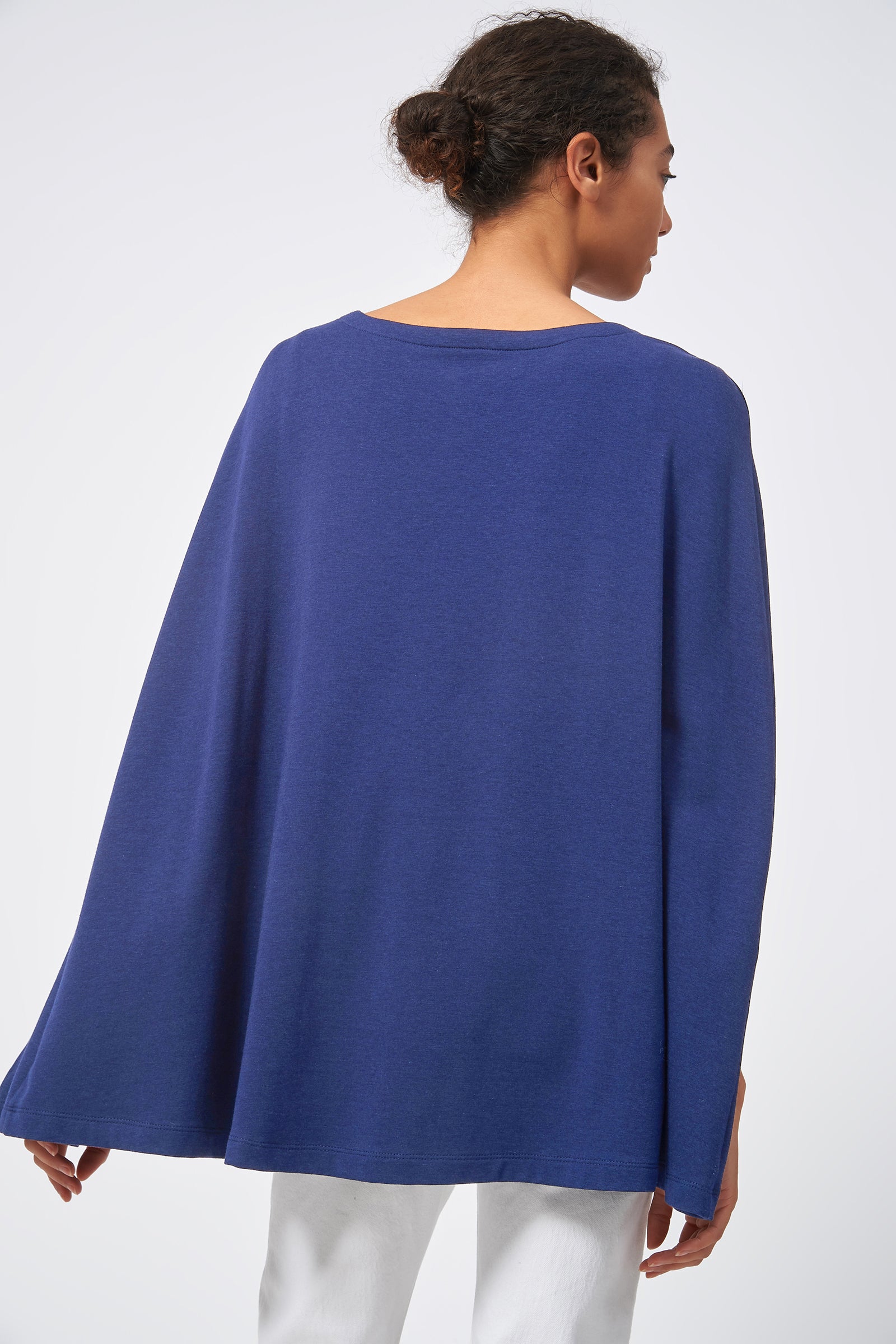 Kal Rieman Cape Sweatshirt in Bamboo Terry Blue image of the main back view
