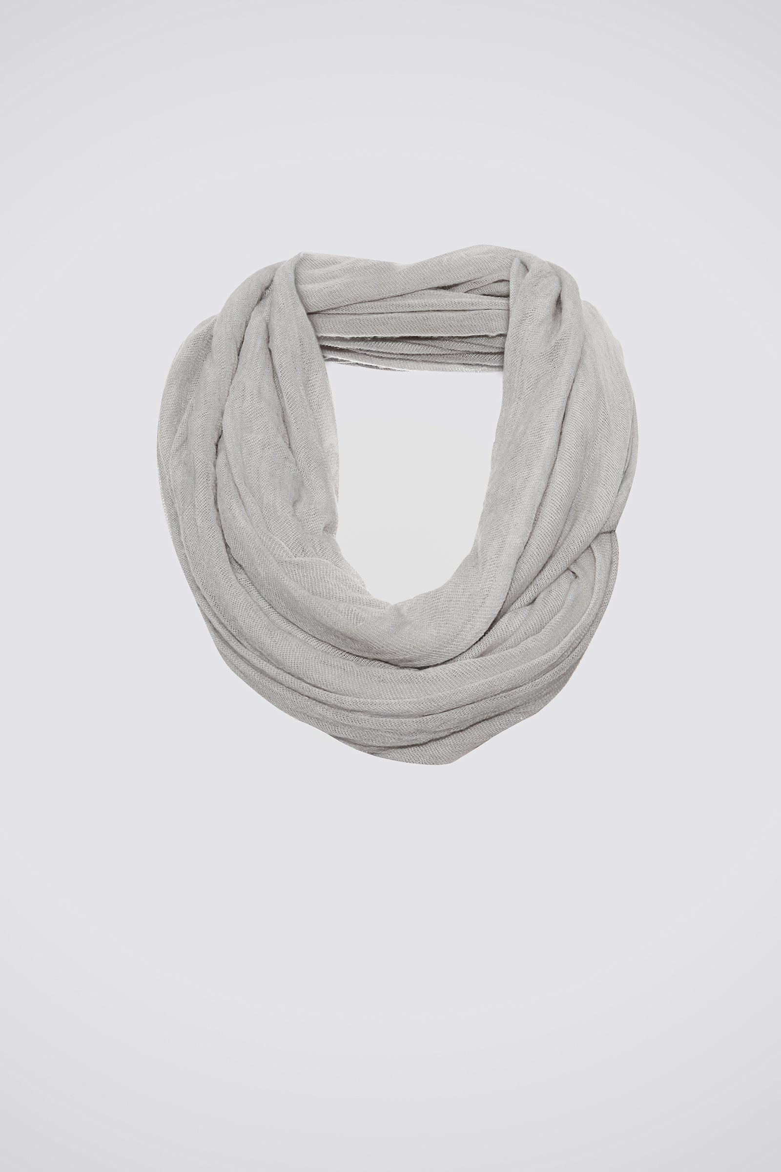 Kal Rieman circle scarf in heather grey on white background product shot flat