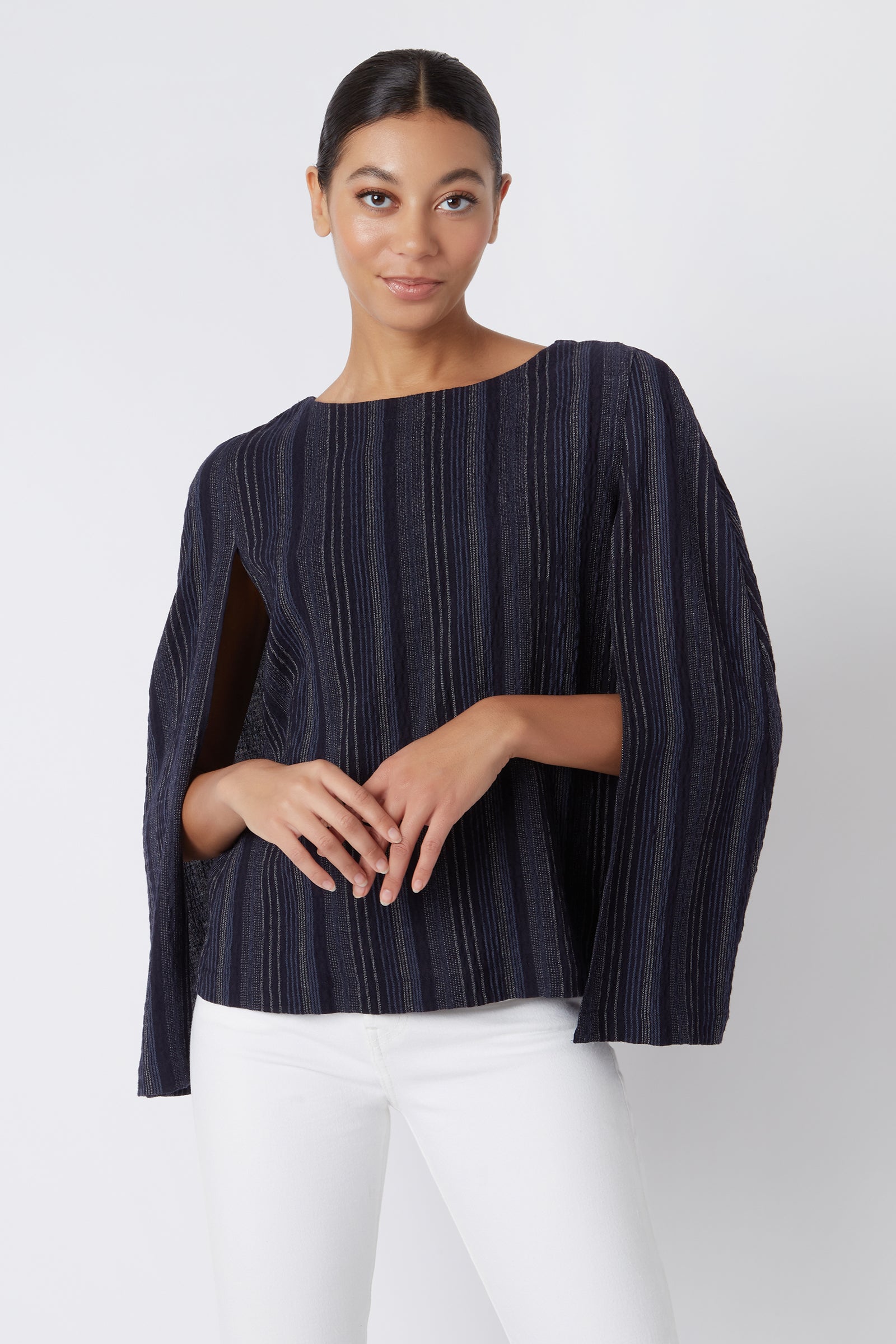 Cape Sweatshirt in Navy Made from Bamboo and Cotton French Terry – KAL ...
