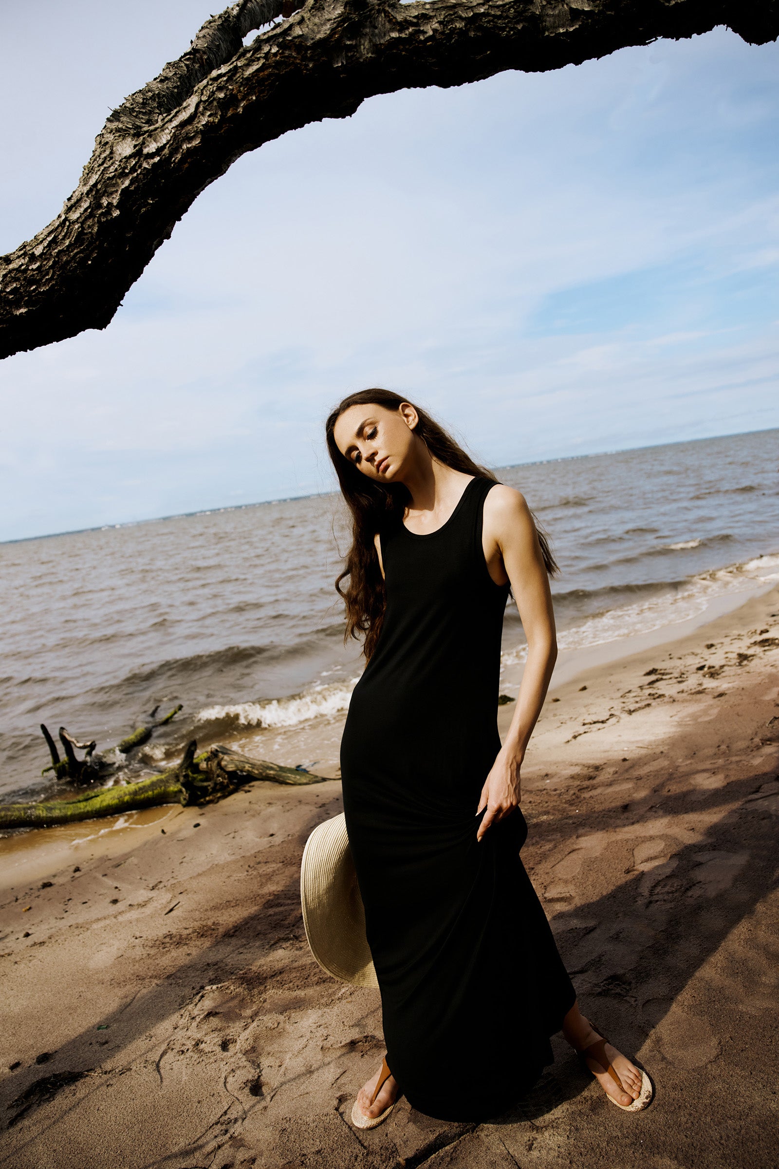 Kal Rieman Sophia Maxi Dress in Black on model lookbook image