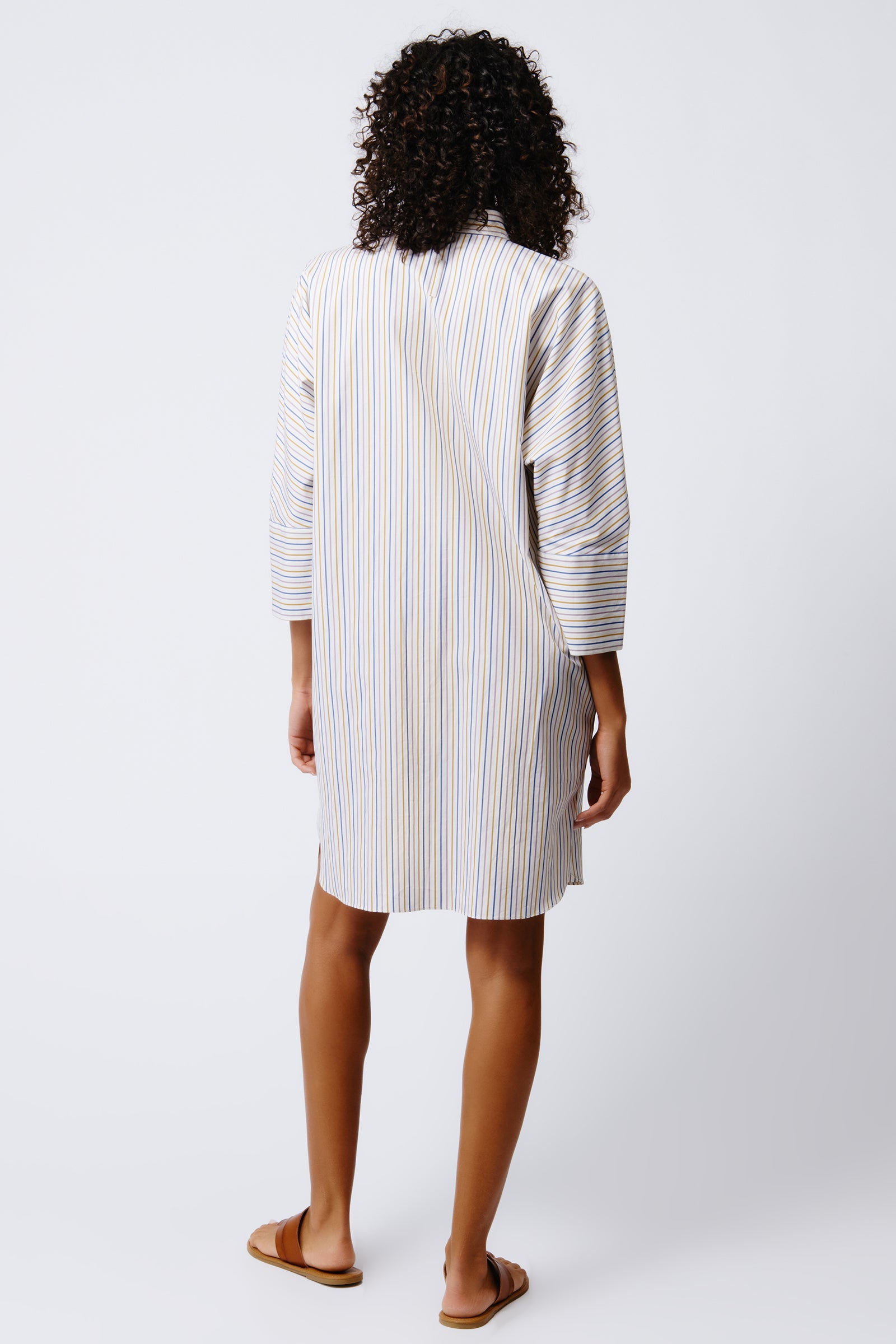 Kal Rieman June Shirt Dress in Multi Stripe on Model Full Back View