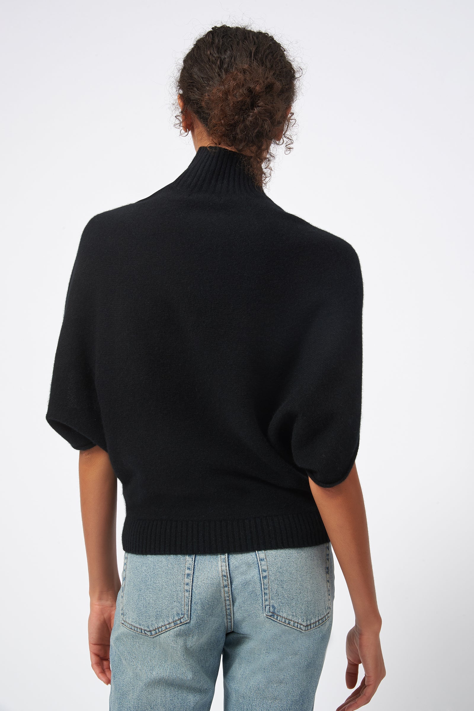 Kal Rieman Cashmere Cape Sweater in Black on Model Back View
