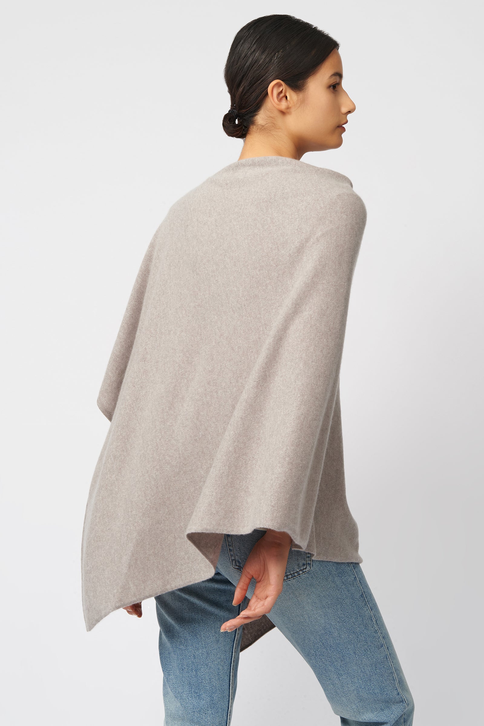 Kal Rieman Cashmere Poncho in Drift on Model Back View