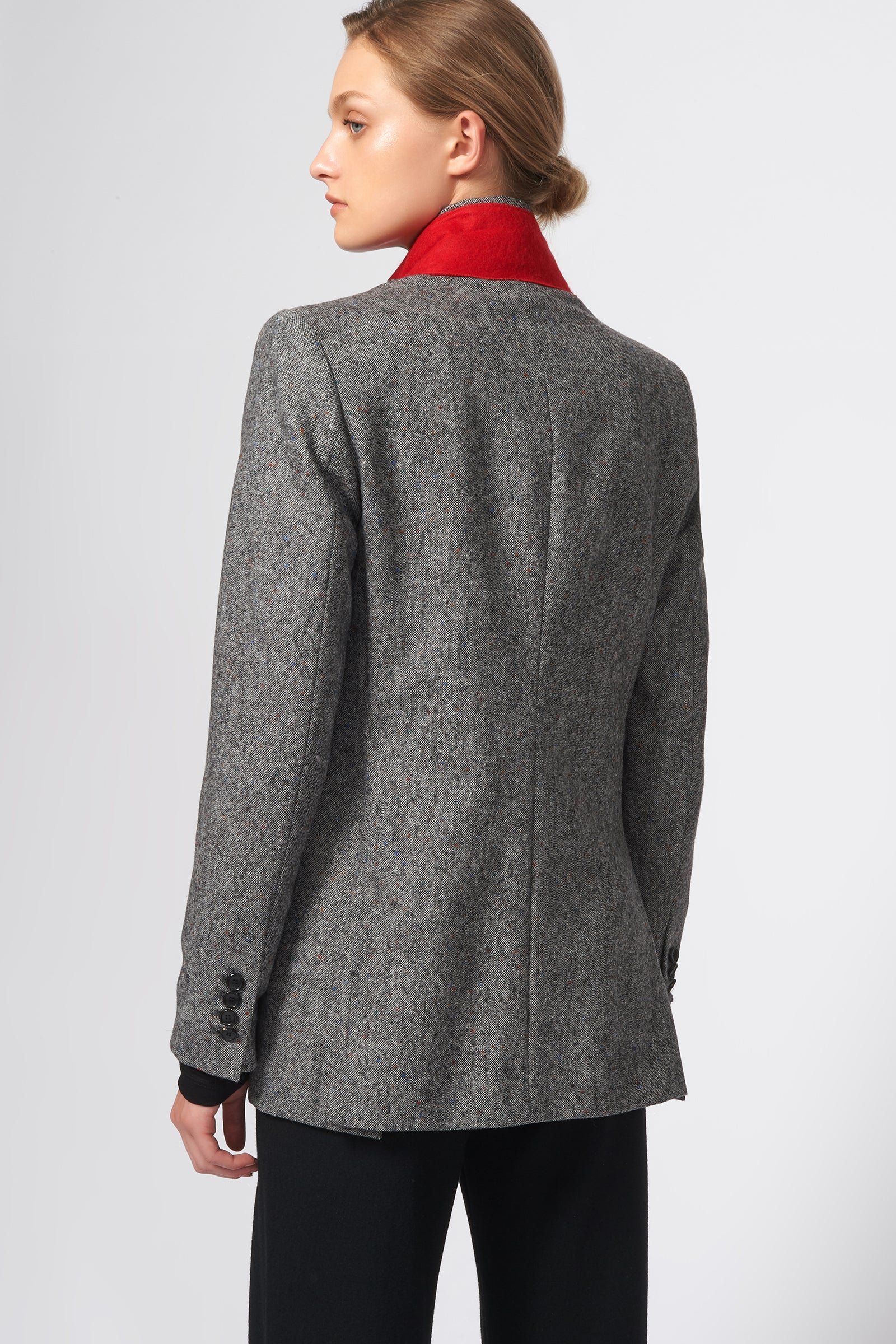 Classic Notch Blazer in Grey Tweed Woven in Italy – KAL RIEMAN