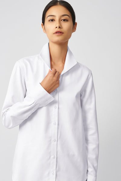 Ginna Tailored Shirt in White Herringbone from 100% European Cotton ...