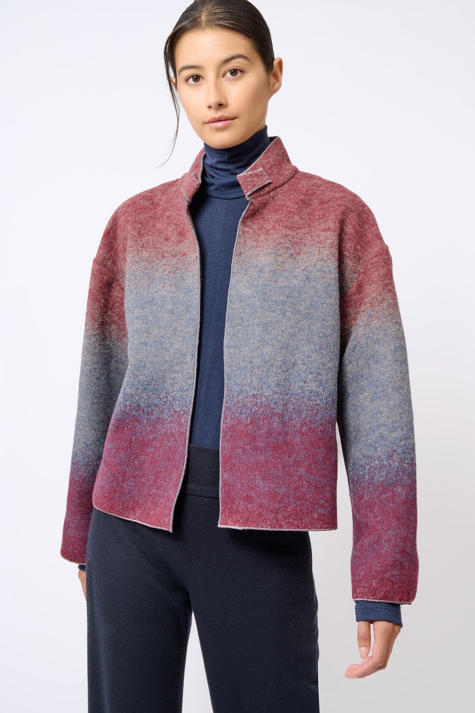 Kal Rieman Kasey Ombre Bomber in Ombre on Model Front View