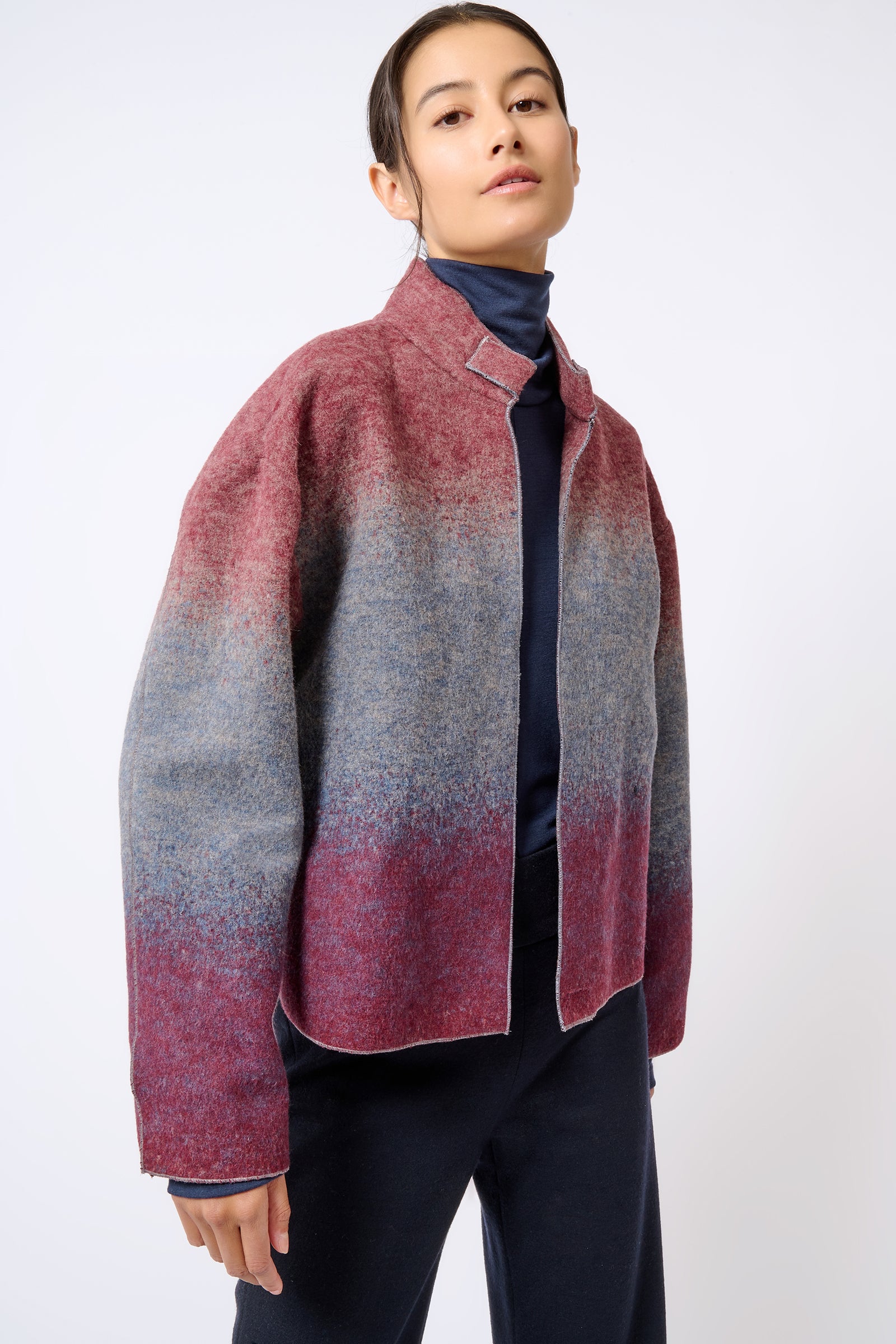Kal Rieman Kasey Ombre Bomber in Ombre on Model Front Side View