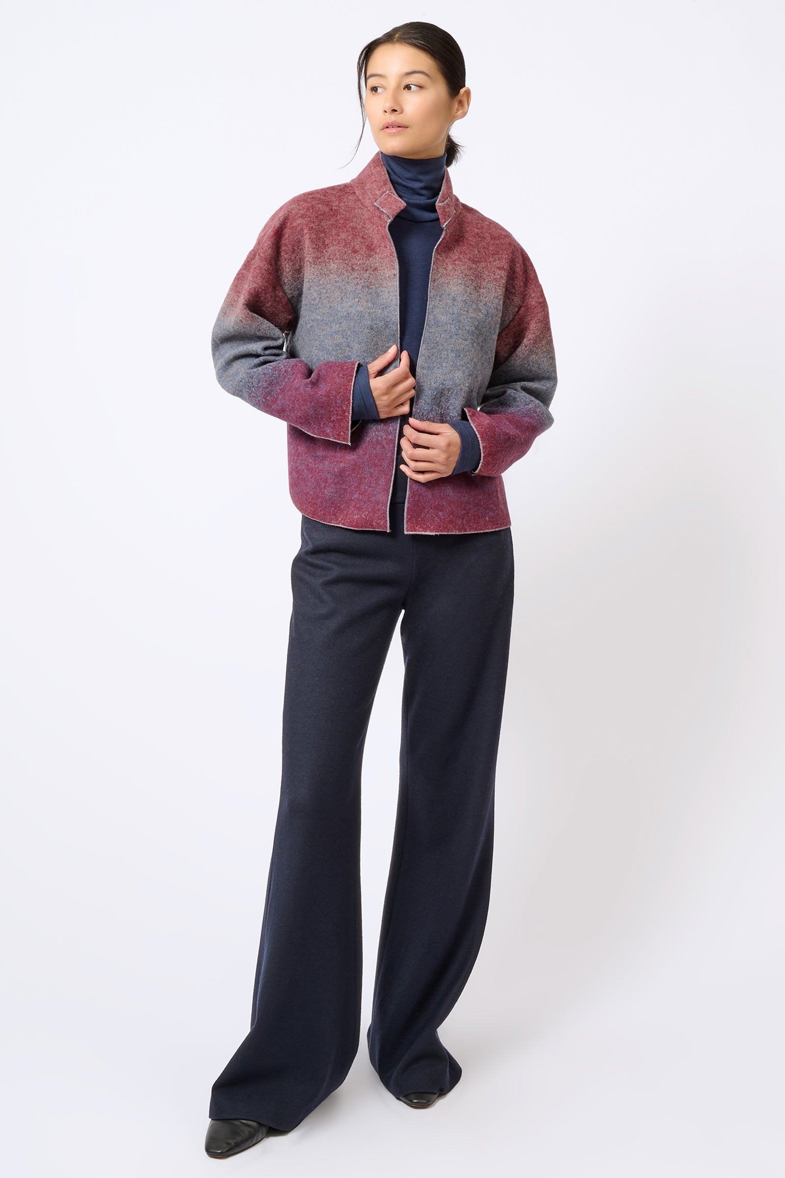 Kal Rieman Kasey Ombre Bomber in Ombre on Model Full Front View