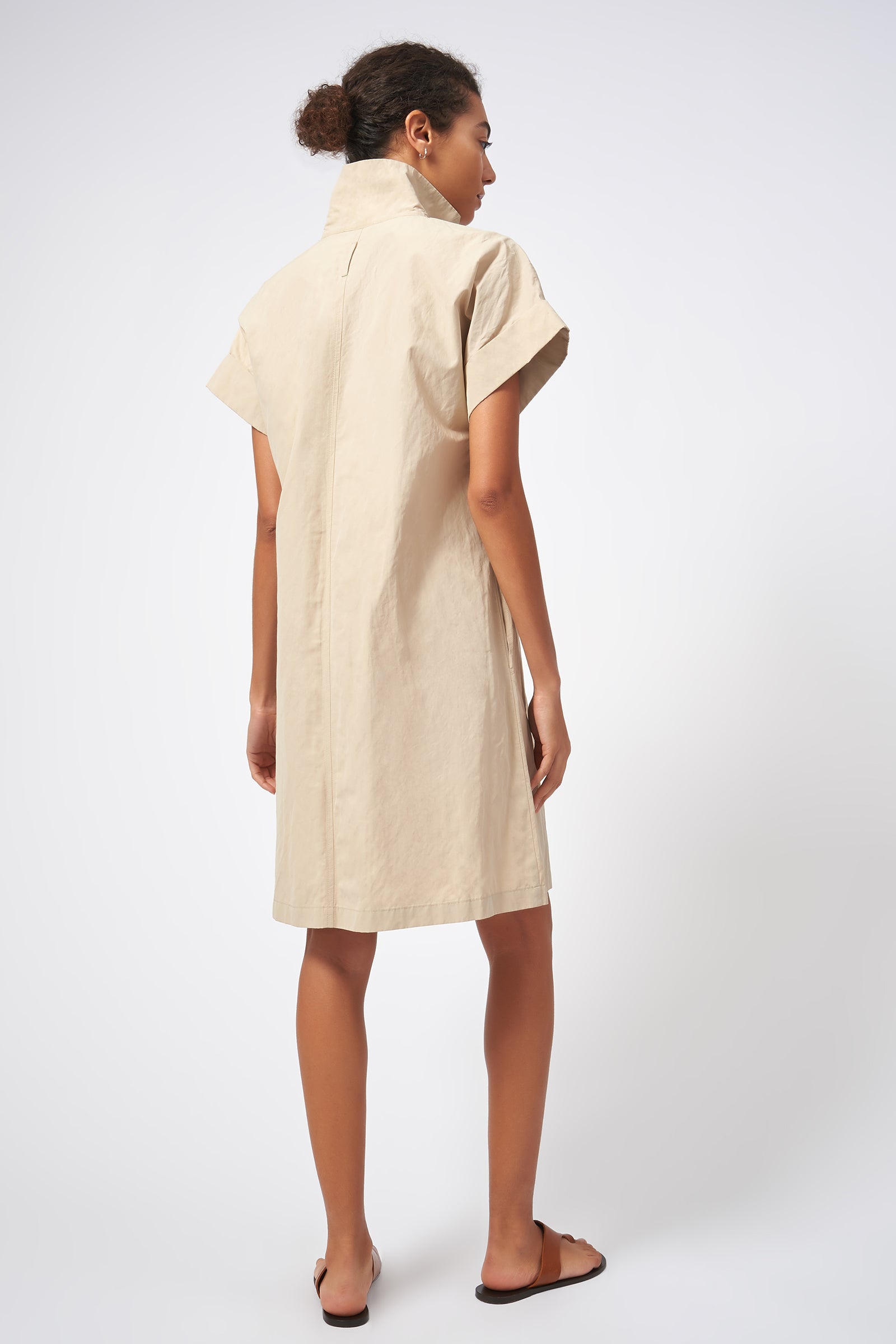 Kal Rieman Kimono Dress Italian Cotton Nylon Inox Khaki Dress On Model Back View 4