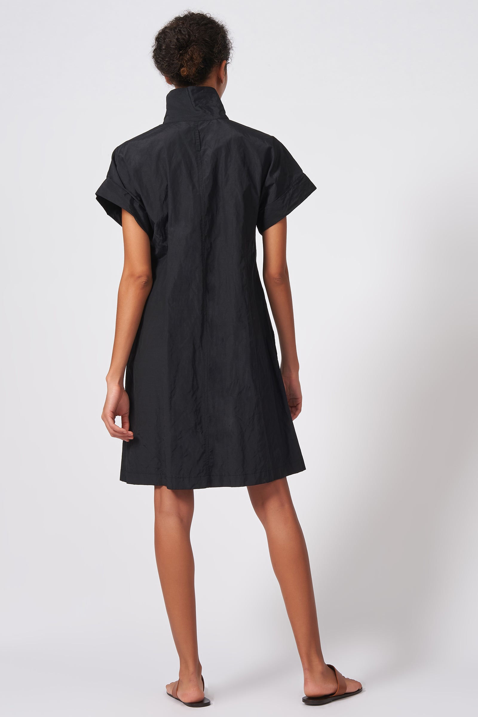 Kal Rieman Kimono Shirt Dress Cotton Nylon in Black on Model Back Full View